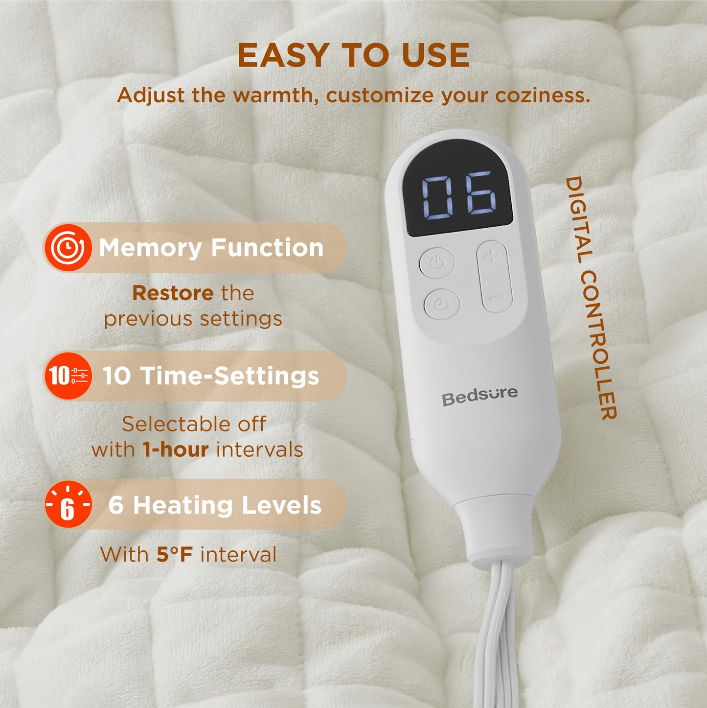 Electric Heated Blanket/Throw - Seamless Flannel Electric Blanket, Heating Blanket with 4 Time Settings & 6 Heat Settings, Warm Blanket Gift for Grandma (50x60 inches, Black)