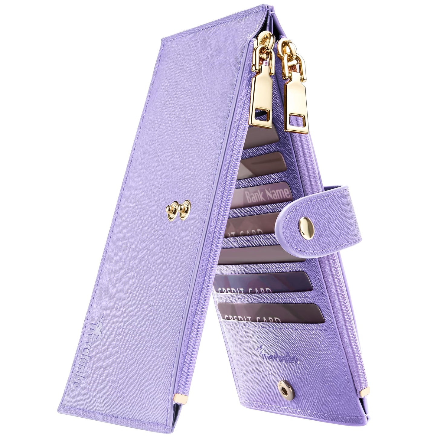 Travelambo RFID Wallet Women Large Size Bifold Multi Card Wallet Case with Zipper Pocke Credit Card Holder for Women