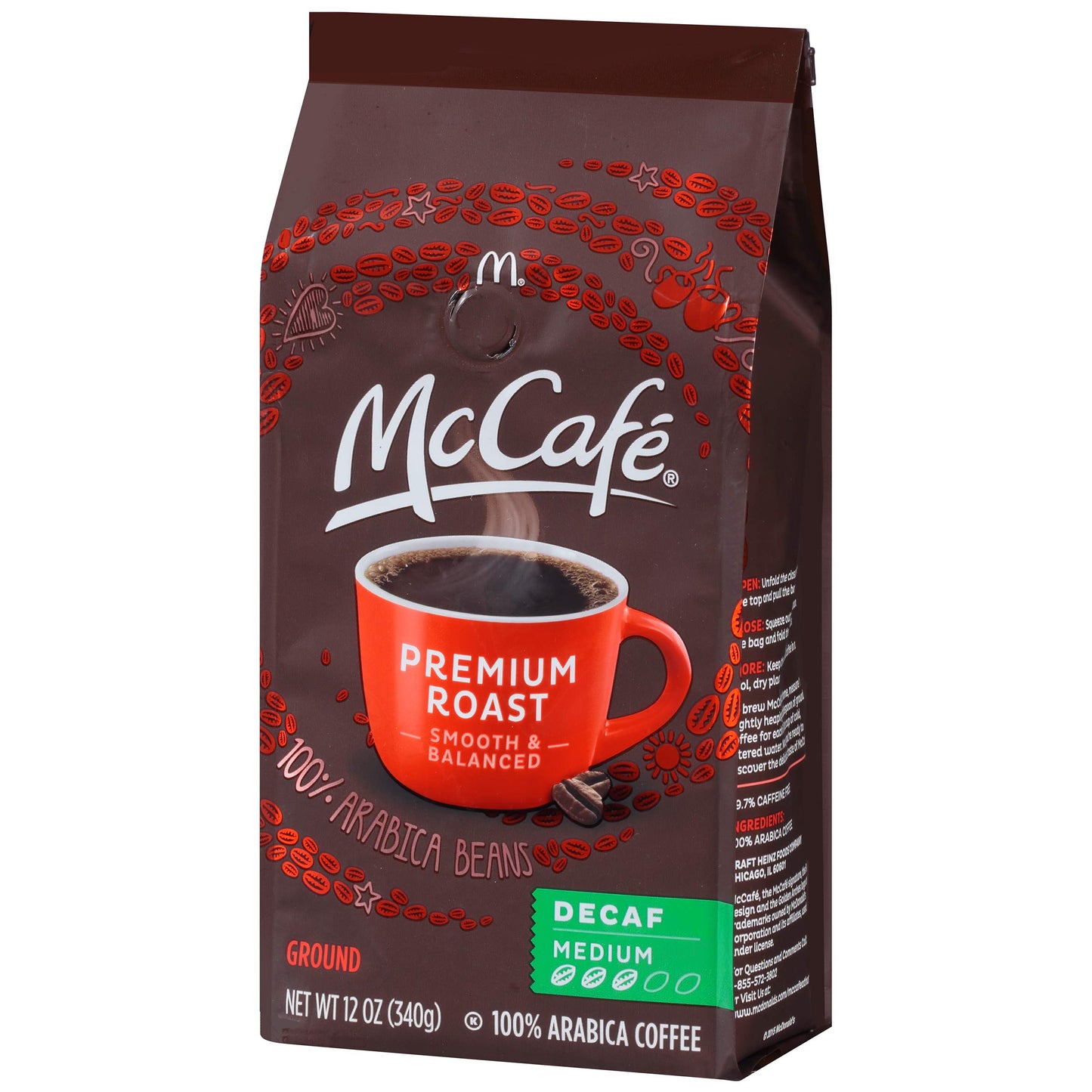 McCafe Premium Roast Decaf, Medium Roast Ground Coffee, 12 oz Bag