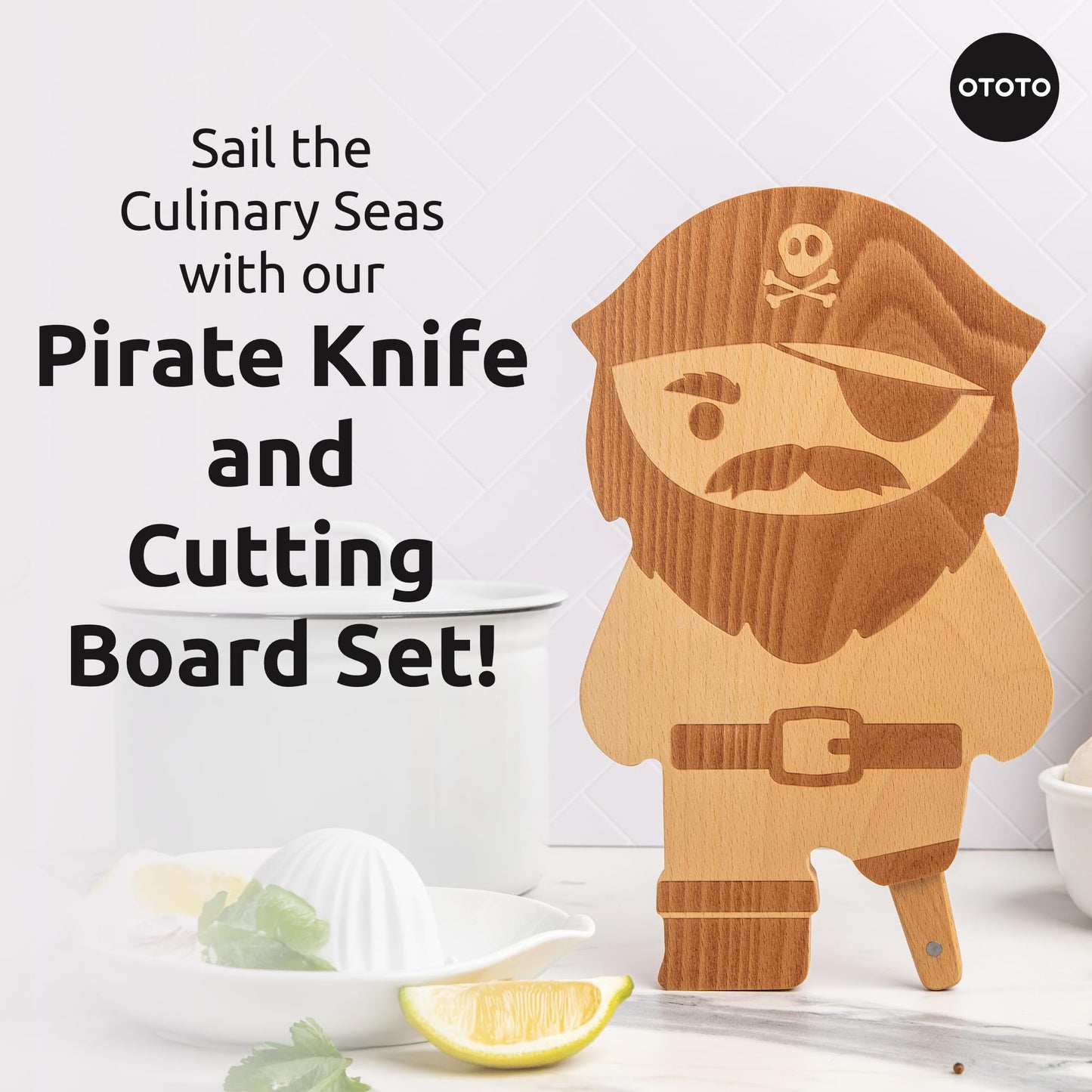 OTOTO Cutting Board Wooden & Plastic Cutting Boards for Kitchen, Fun & Spooky Kitchen Gadgets, Housewarming & Goth Gifts, Dishwasher Safe (Ninja, Wood)