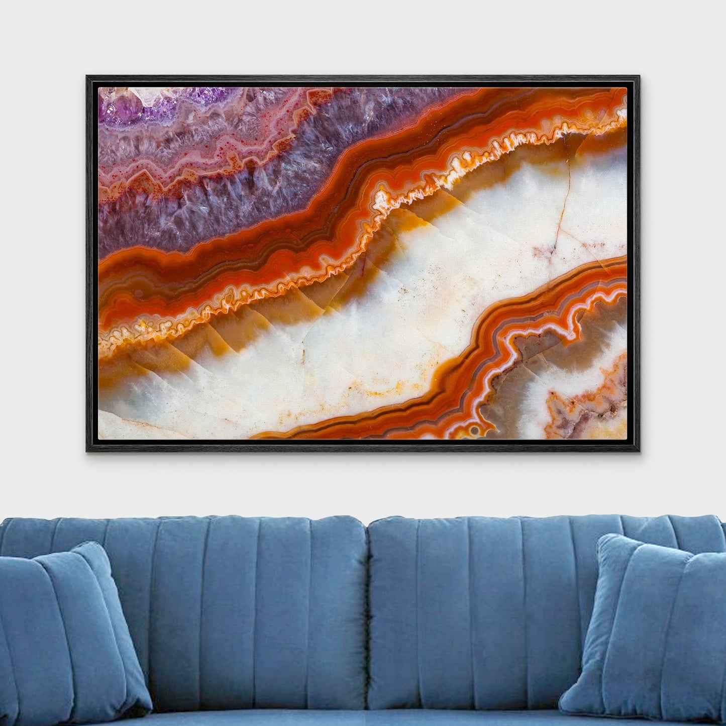 wall26 Framed Canvas Print Wall Art Purple, Gold and Teal Marble Landscape Abstract Shapes Illustrations Modern Chic Colorful Multicolor Ultra for Living Room, Bedroom, Office - 24x36 Natural