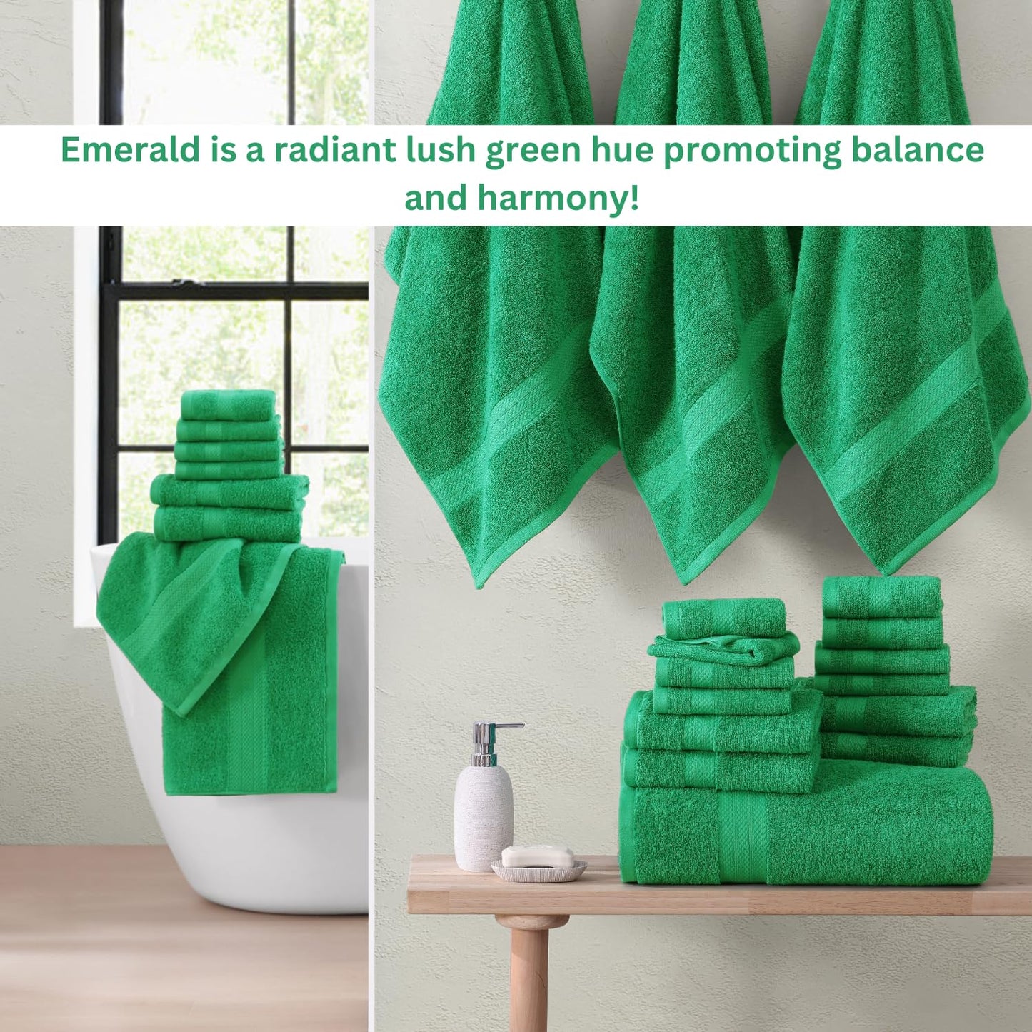 LANE LINEN 24-teiliges Badezimmerhandtuch-Set – 100 % Baumwolle, Badetuch-Sets, 4 Badetücher extragroß, 2 Badelaken, 6 Handtücher fürs Badezimmer, 8 Waschlappen, 4 Fingerkuppen-Handtücher – weiße Handtücher