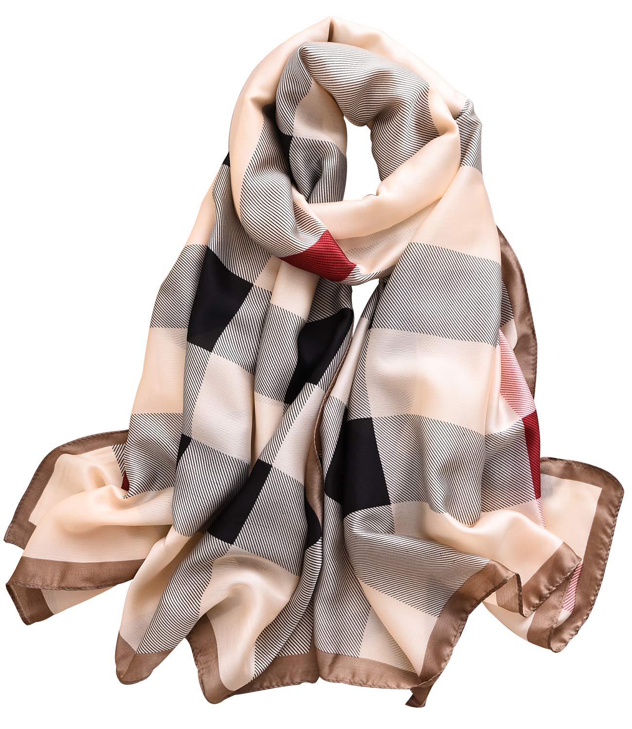 NUWEERIR Damen-Schal, 100 % großer Maulbeerseide, langer Satin-Schal, modischer Designer-Schal, leichte Wickel