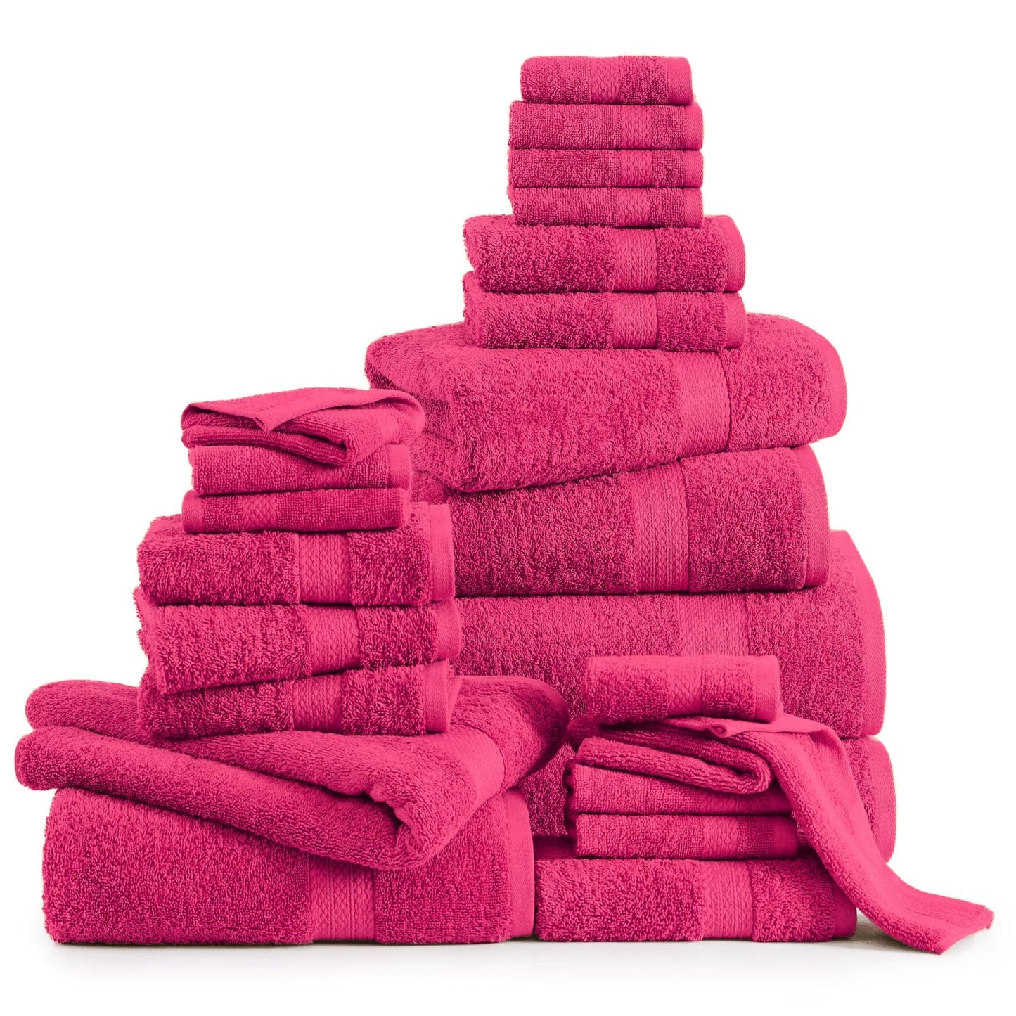 LANE LINEN 24-teiliges Badezimmerhandtuch-Set – 100 % Baumwolle, Badetuch-Sets, 4 Badetücher extragroß, 2 Badelaken, 6 Handtücher fürs Badezimmer, 8 Waschlappen, 4 Fingerkuppen-Handtücher – weiße Handtücher