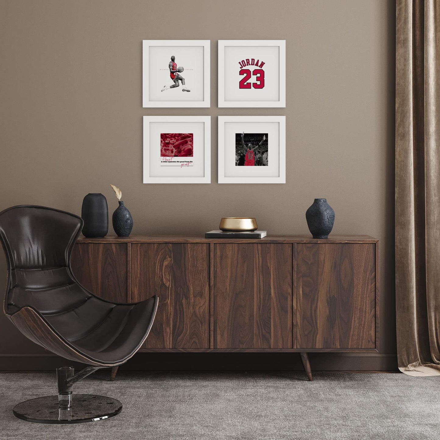 Trends International Gallery Pops Michael Jordan - Flight Progression Sequence 4 Wall Art Wall Poster, 12" x 12", Black Frame Version