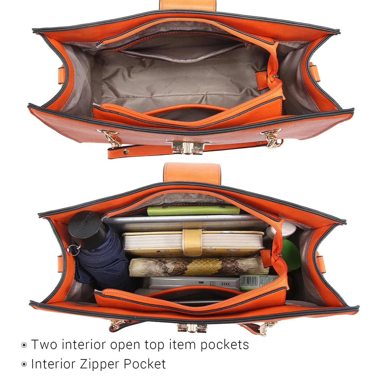 Dasein Lederhandtasche, Tragetasche, Hobo-Tasche für Damen, Schultertasche, Henkeltasche oben, Umhängetasche mit passender Clutch
