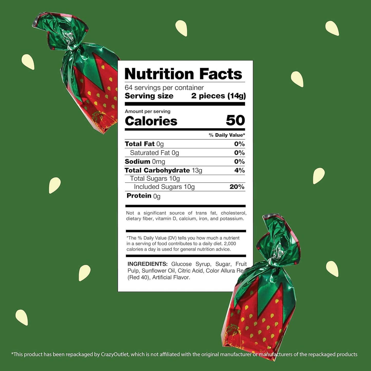 Arcor Strawberry Bon Bons Hard Candy - 2 Pound Bulk Pack (About 130 Count) - Classic Sweets