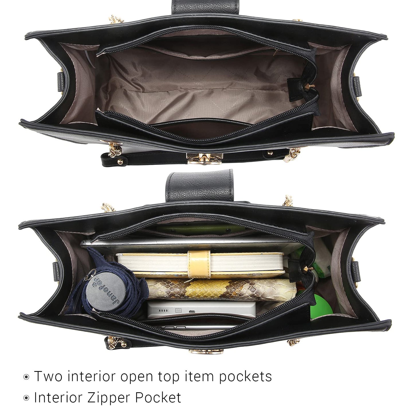 Dasein Lederhandtasche, Tragetasche, Hobo-Tasche für Damen, Schultertasche, Henkeltasche oben, Umhängetasche mit passender Clutch