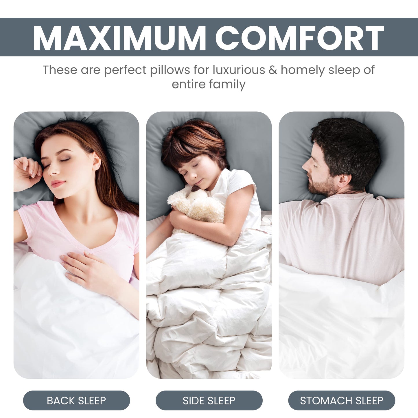Utopia Bedding Bettkissen zum Schlafen (weiß), Queen Size, 2er-Set, Hotelkissen, Kühlkissen für Seiten-, Rücken- oder Bauchschläfer
