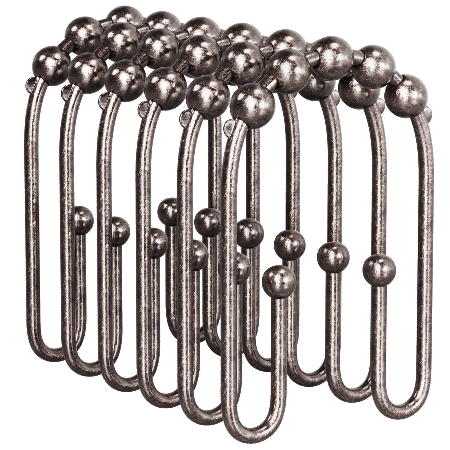 AmazerBath Duschvorhanghaken, Duschvorhangringe aus Metall, rostfrei, doppelseitige Duschvorhanghaken für Duschvorhangeinlage, glatte Duschhakenringe aus gebürstetem Nickel für Badezimmer, 12er-Set