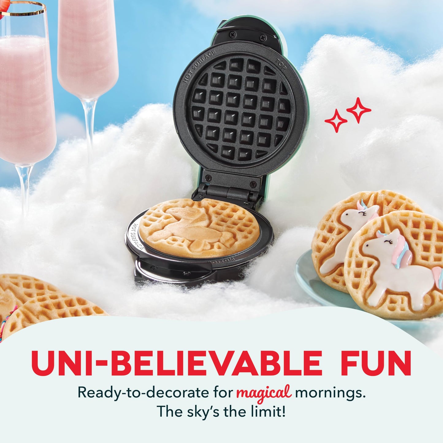 DASH Multimaker Mini System Two 4” Nonstick Removable Waffle Plates (Gingerbread & Snowflake) - 2Pc Plate Pack for Waffle Iron & Griddle, Compatible with Dash MultiMaker Mini System, Nonstick Surface