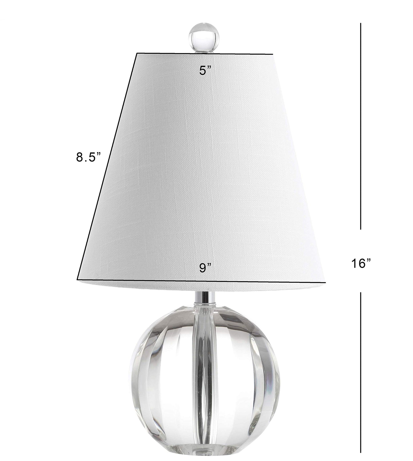 JONATHAN Y JYL2079A Goddard 16" Kristallkugel/Metall LED-Tischlampe, glamouröse Übergangs-Nachttischlampe für Schlafzimmer, Wohnzimmer, Büro, College, Bücherregal, LED-Glühbirne enthalten, klar