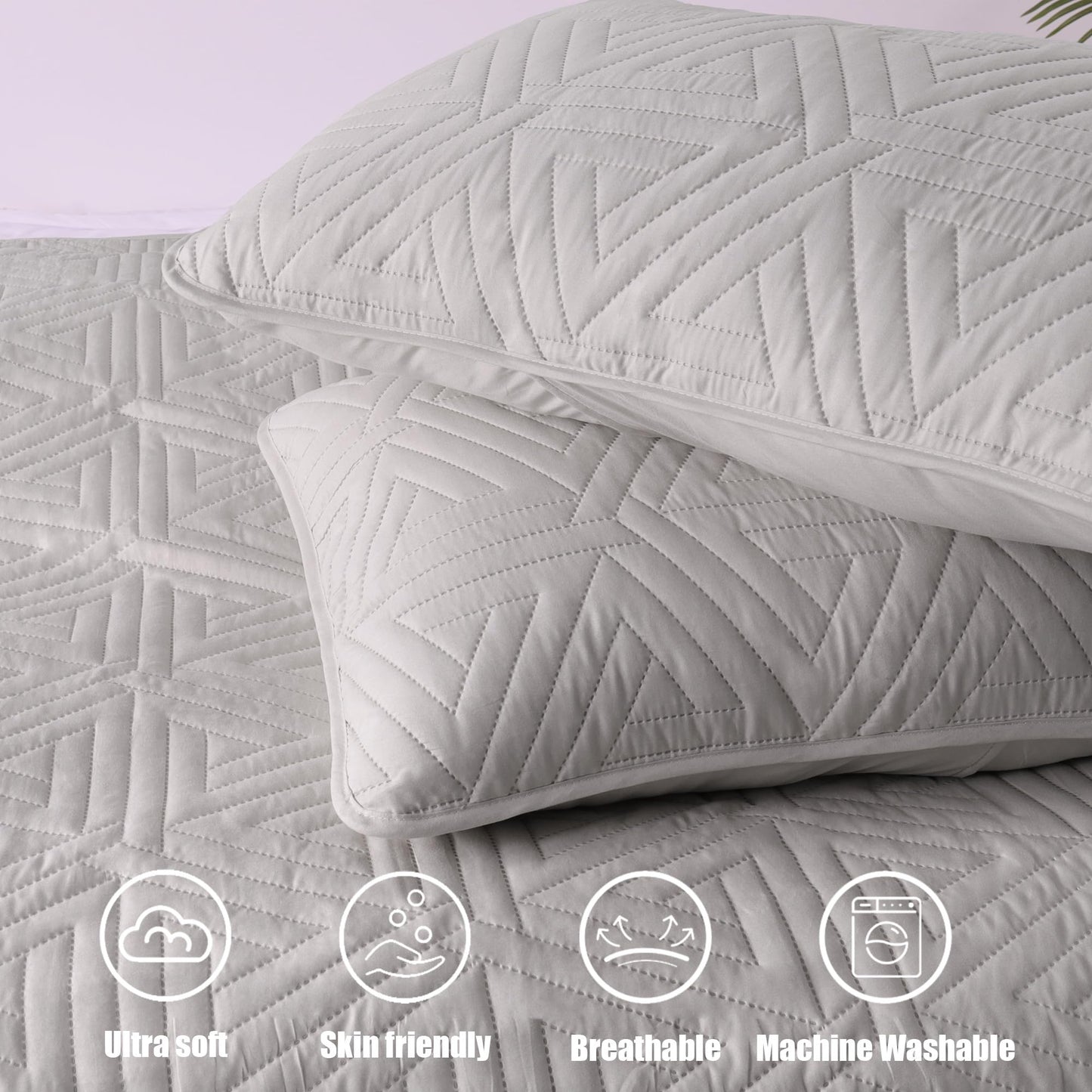 Whale Flotilla Soft Full/Queen Size Quilt Set for All Seasons, 3-Piece Ultrasonic Geometric Quilts Bedding Set, Lightweight Reversible Bedspread, Coverlet, Bed Cover with 2 Pillow Shams, Orange