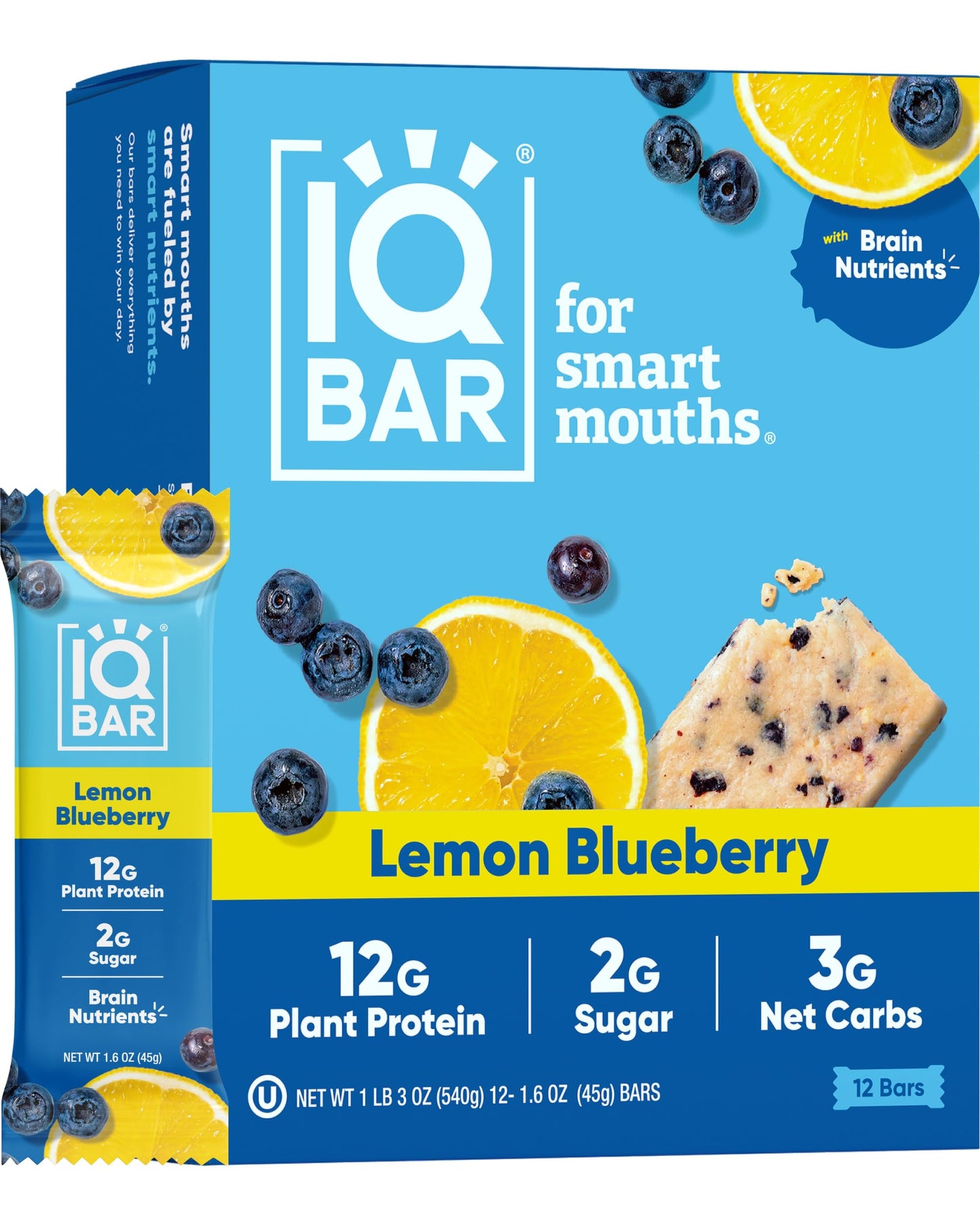 IQBAR Brain and Body Plant Protein Bars - 7 Bar Sampler Pack - Gluten Free, High Fiber, Vegan Snacks - Low Sugar Meal Replacement