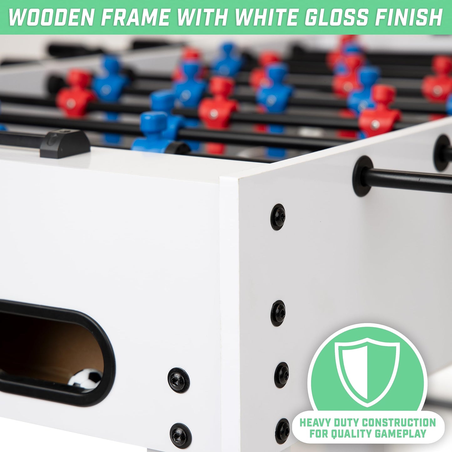 GoSports 48 Inch Game Room Size Foosball Table - Includes 4 Balls and 2 Cup Holders – Black, Oak, or White