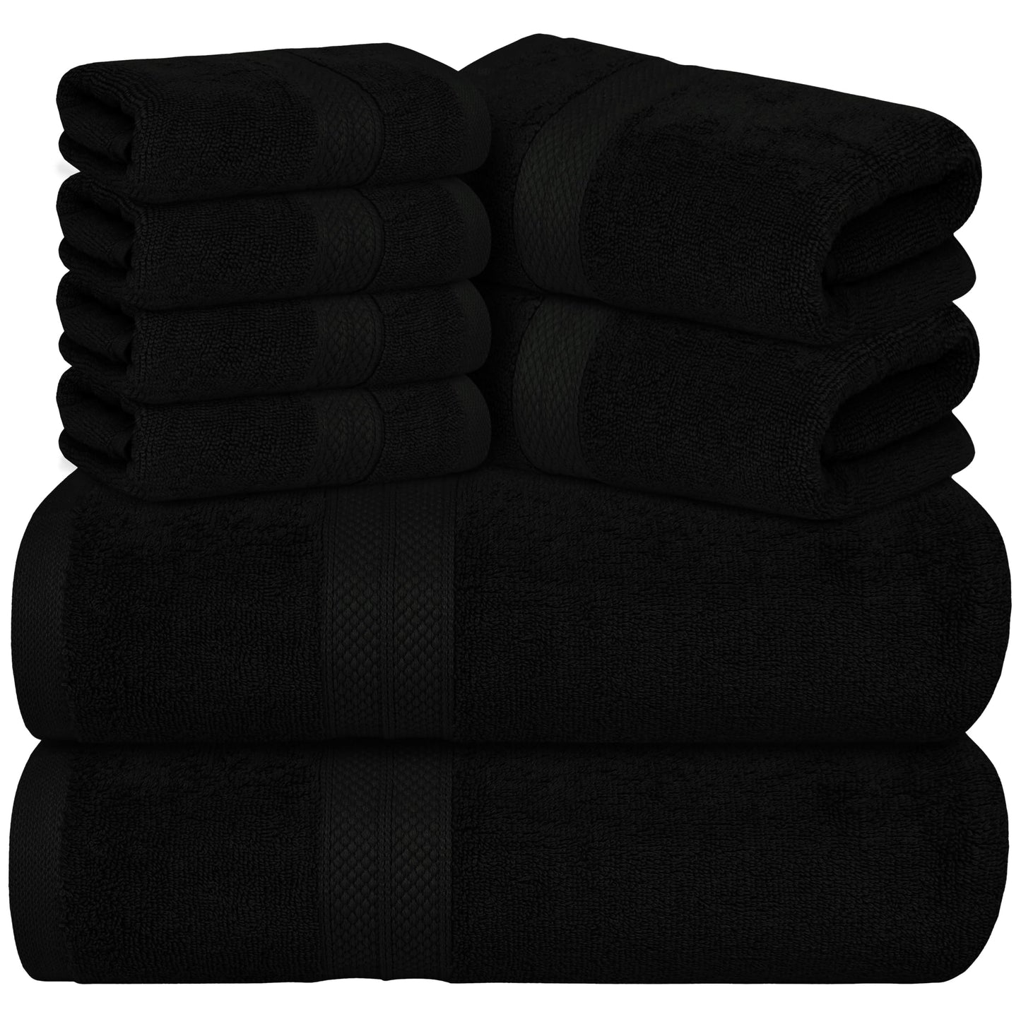 Avalon Towels Luxury 8 Piece Towels Set, 2 Bath Towels, 2 Hand Towels and 4 Washcloths, 600 GSM 100% Ring Spun Cotton Highly Absorbent Bathroom Towel Set, Ideal for Hotel, Spa and Gym (Pink)