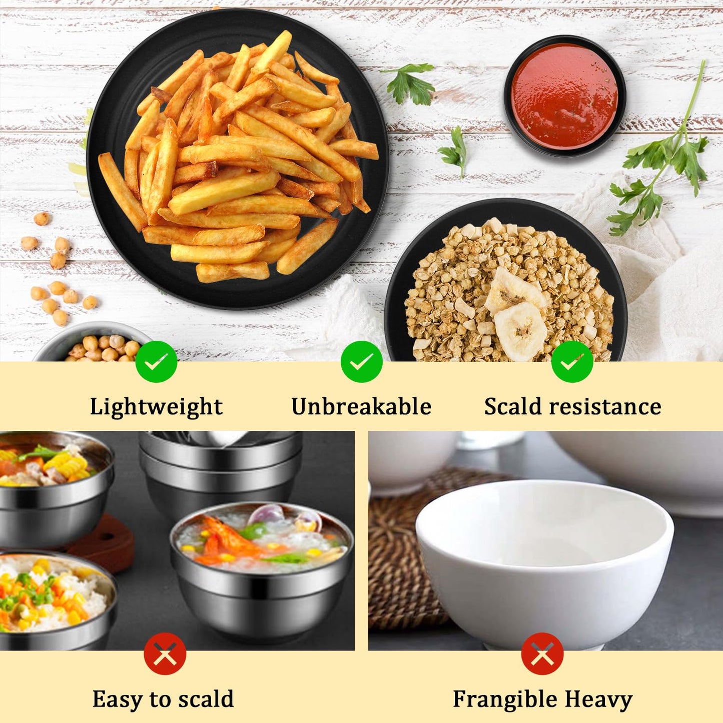 28 Piece Wheat Straw Dinnerware Sets,Dishwasher & Microwave Safe Plates and Bowls Sets - Unbreakable Plastic Dinnerware Sets for 4 Dinner Plates, Cups, Cereal Bowls - Colorful Series