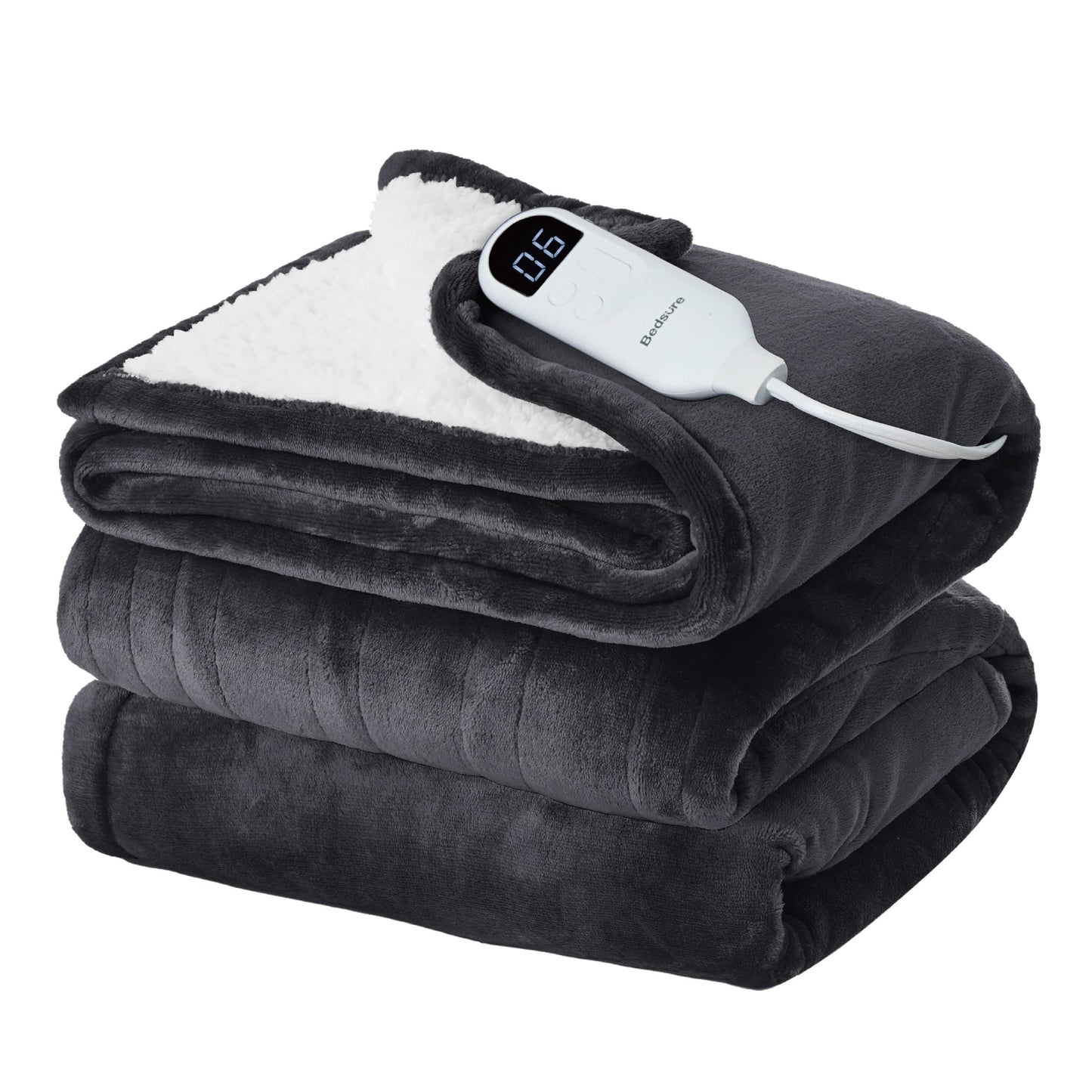 Electric Heated Blanket/Throw - Seamless Flannel Electric Blanket, Heating Blanket with 4 Time Settings & 6 Heat Settings, Warm Blanket Gift for Grandma (50x60 inches, Black)