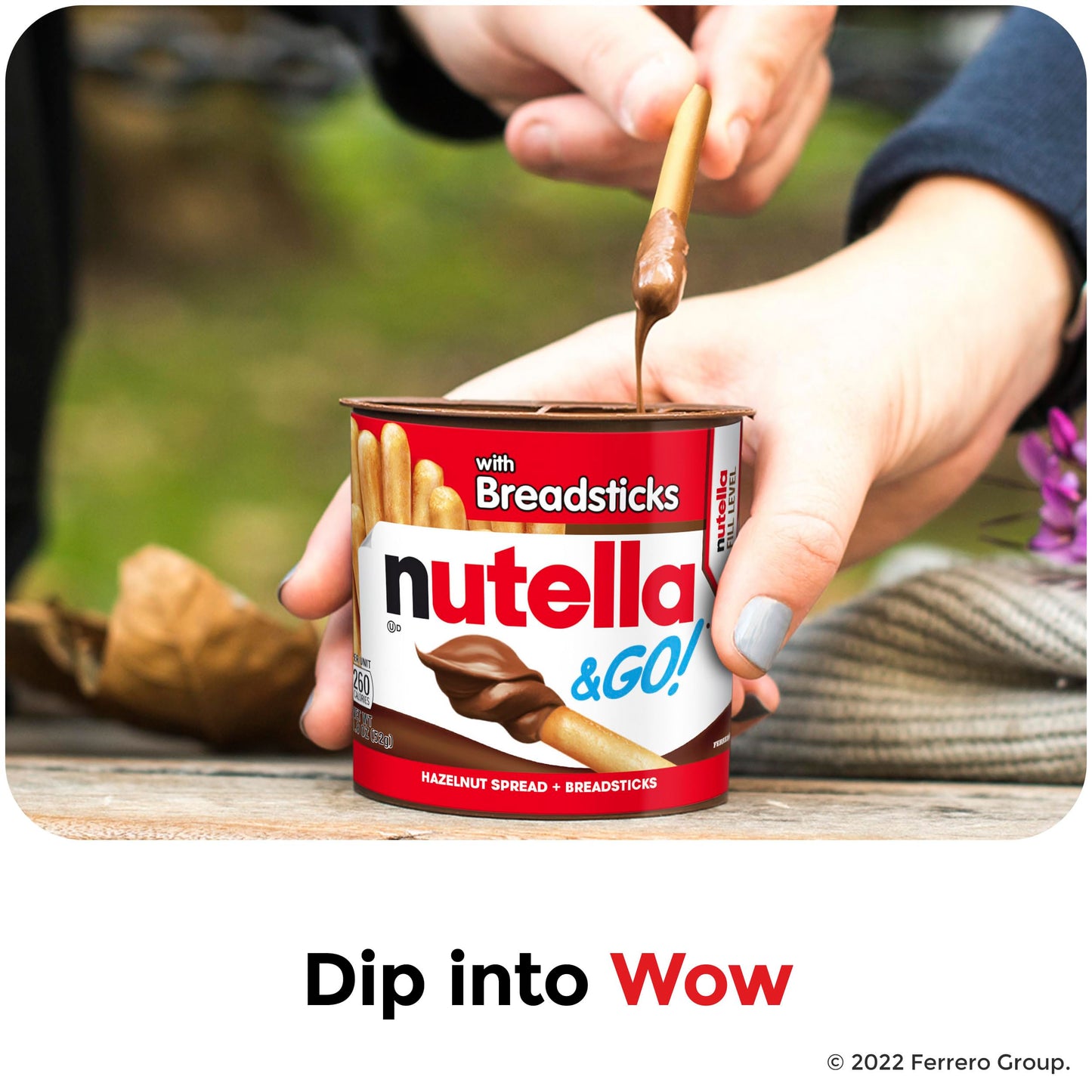 Nutella & GO! Großpackung mit 12 Stück, Haselnuss- und Kakaoaufstrich mit Brotstangen, kleine Geschenke für den Weihnachtsstrumpf, Snackbecher, je 1,8 oz