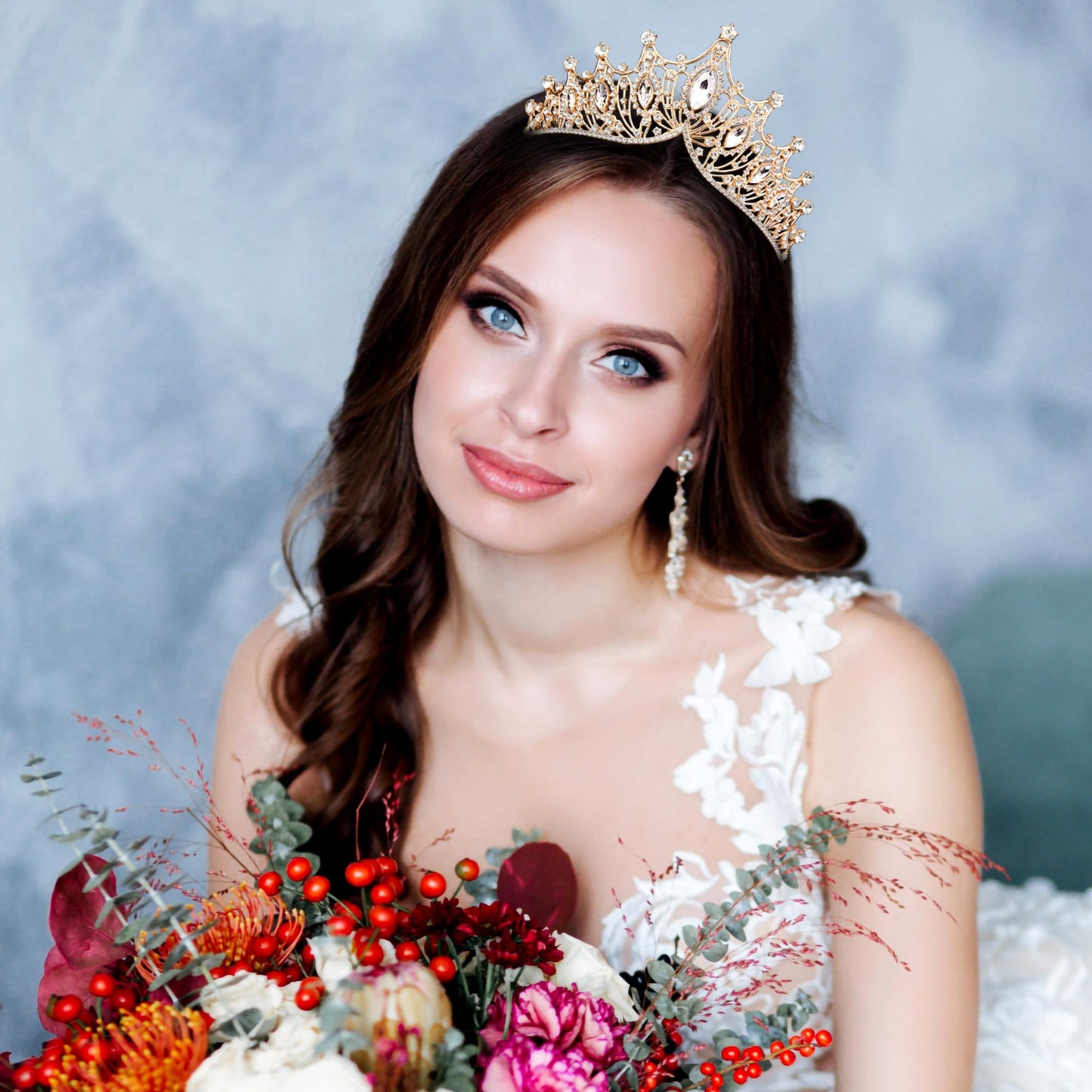 Gold Crown for Women Crystal Princess Tiaras Rhinestone Queen Headband Wedding Bridal Hair Accessories Birthday Prom Pageant Party Coming of Age Ceremony Photo Props