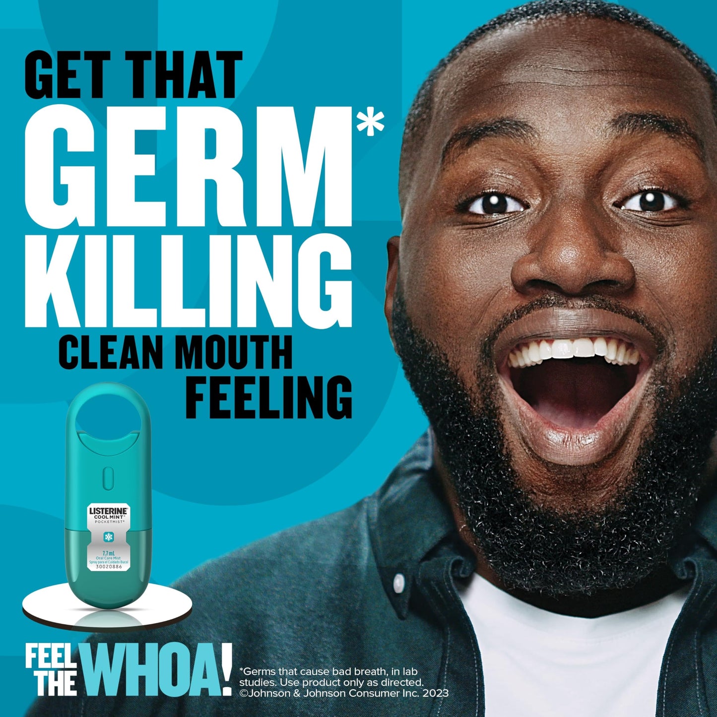 Listerine Freshburst Pocketmist Fresh Breath Oral Care Mist, Non-Aerosol Sugar-Free Minty Breath Refresher Spray to Kill 99% of Bad Breath Germs, Portable, Spearmint Flavor, 7.7 mL, 6 Sprays