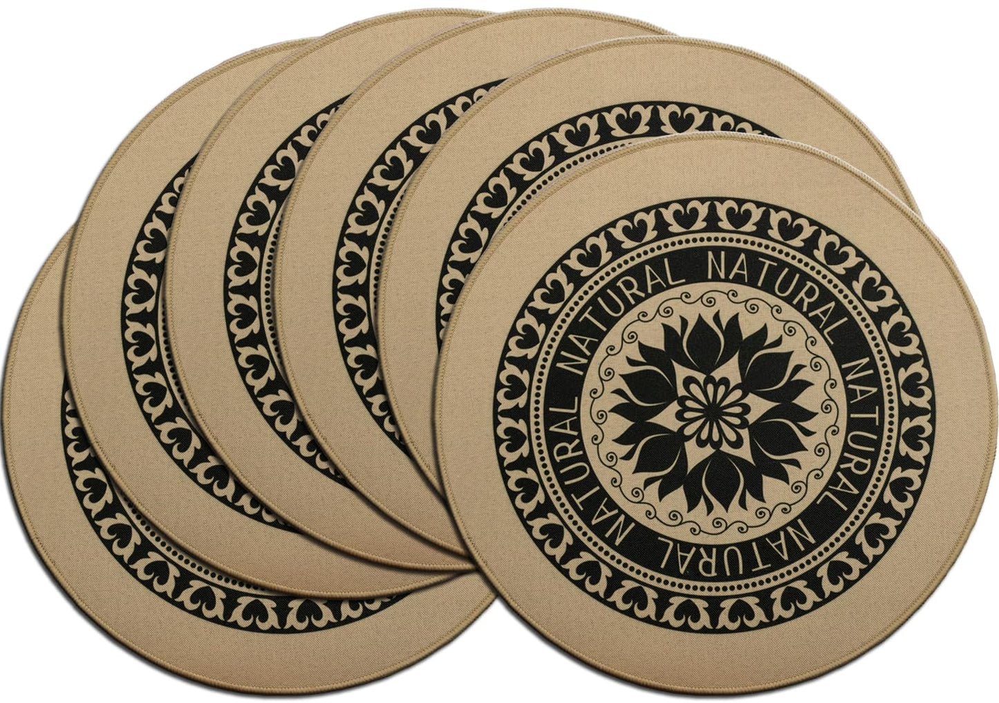 PIGCHCY Keilförmige Tischsets für den Esstisch, kreuzgewebt, waschbares Vinyl-Tischset, hitzebeständig, runde Tischsets, 4er-Set (Silbergrau)