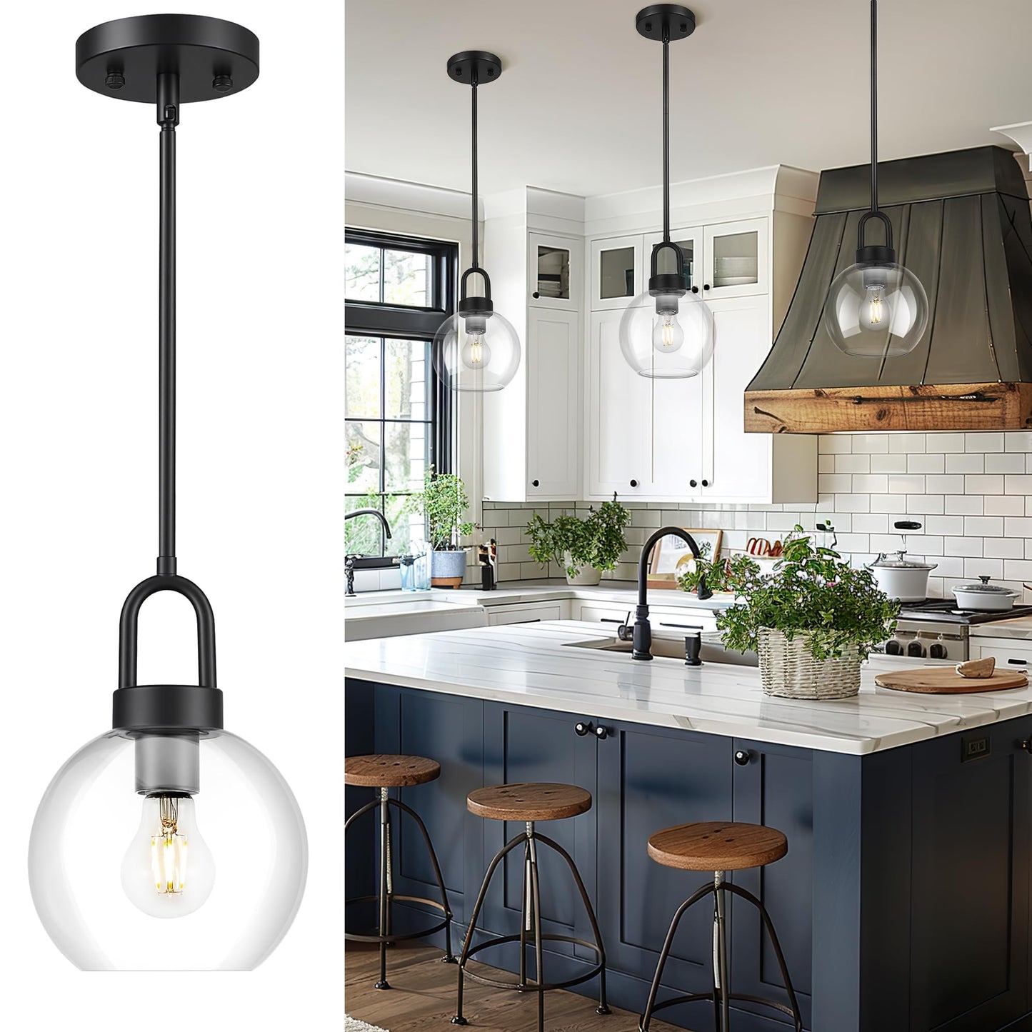 TENGXIN 7-Zoll-Pendelleuchte für Kücheninsel – gebürstetes Gold-Finish mit Milchglasschirm, eleganter Bauernhausstil, perfekt für Esszimmer oder Schlafzimmer, TXPLBG15-MG