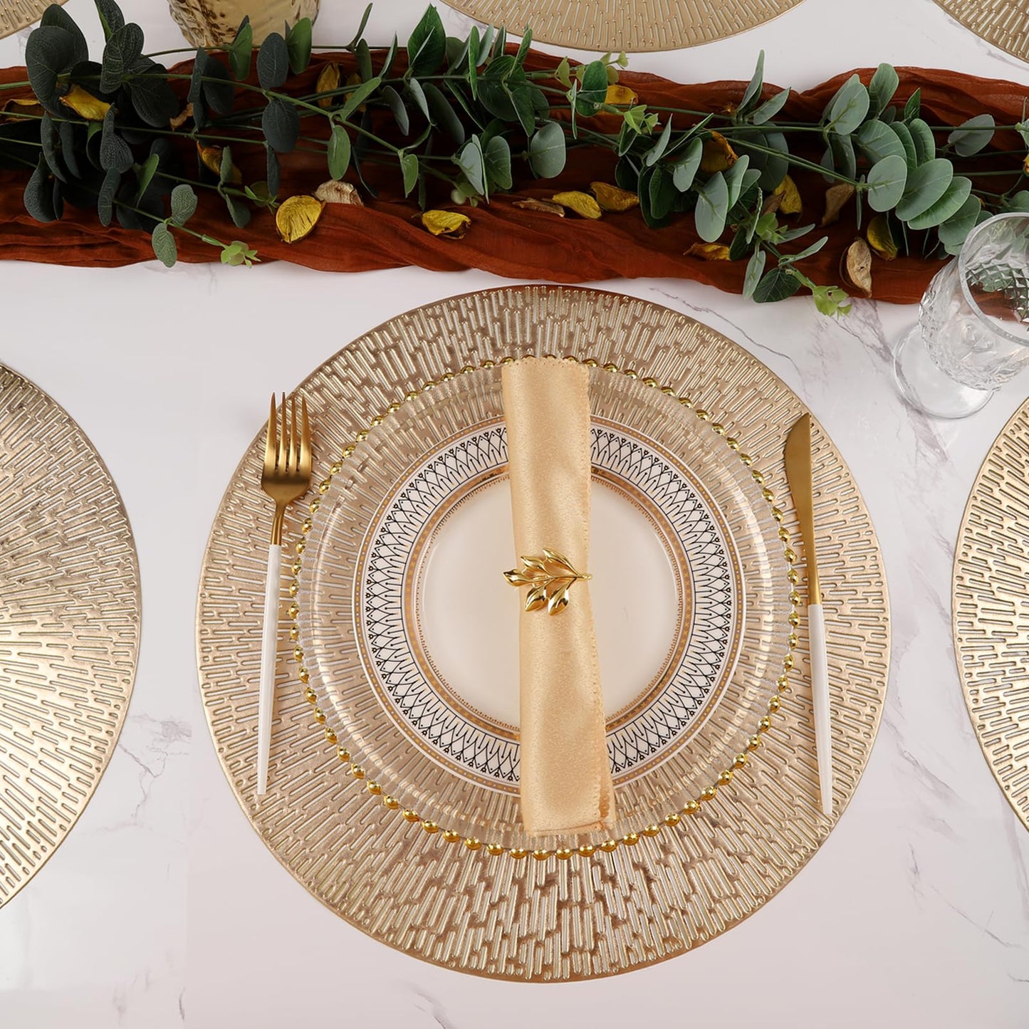 Silberne, runde Tischsets, ausgehöhlte, waschbare und abwischbare Tischsets, Tischsets aus gepresstem Vinyl, 6er-Set für Küchendekorationen zum Jubiläumsessen