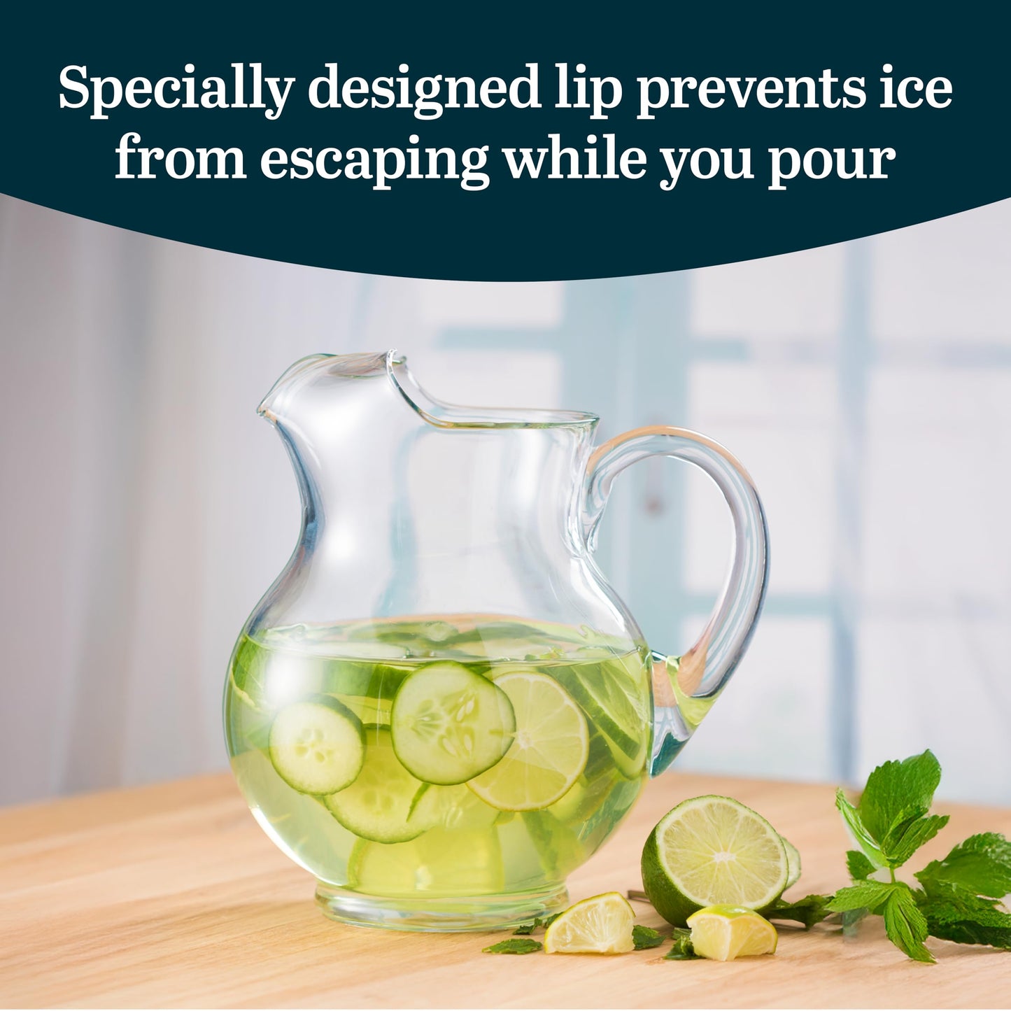 Libbey Acapulco Large Glass Pitcher Set of 2, 89 Oz, Clear, Tall Bubble Glass Pitchers with Handle, Modern Pitcher Set for Iced Tea, Punch, and More