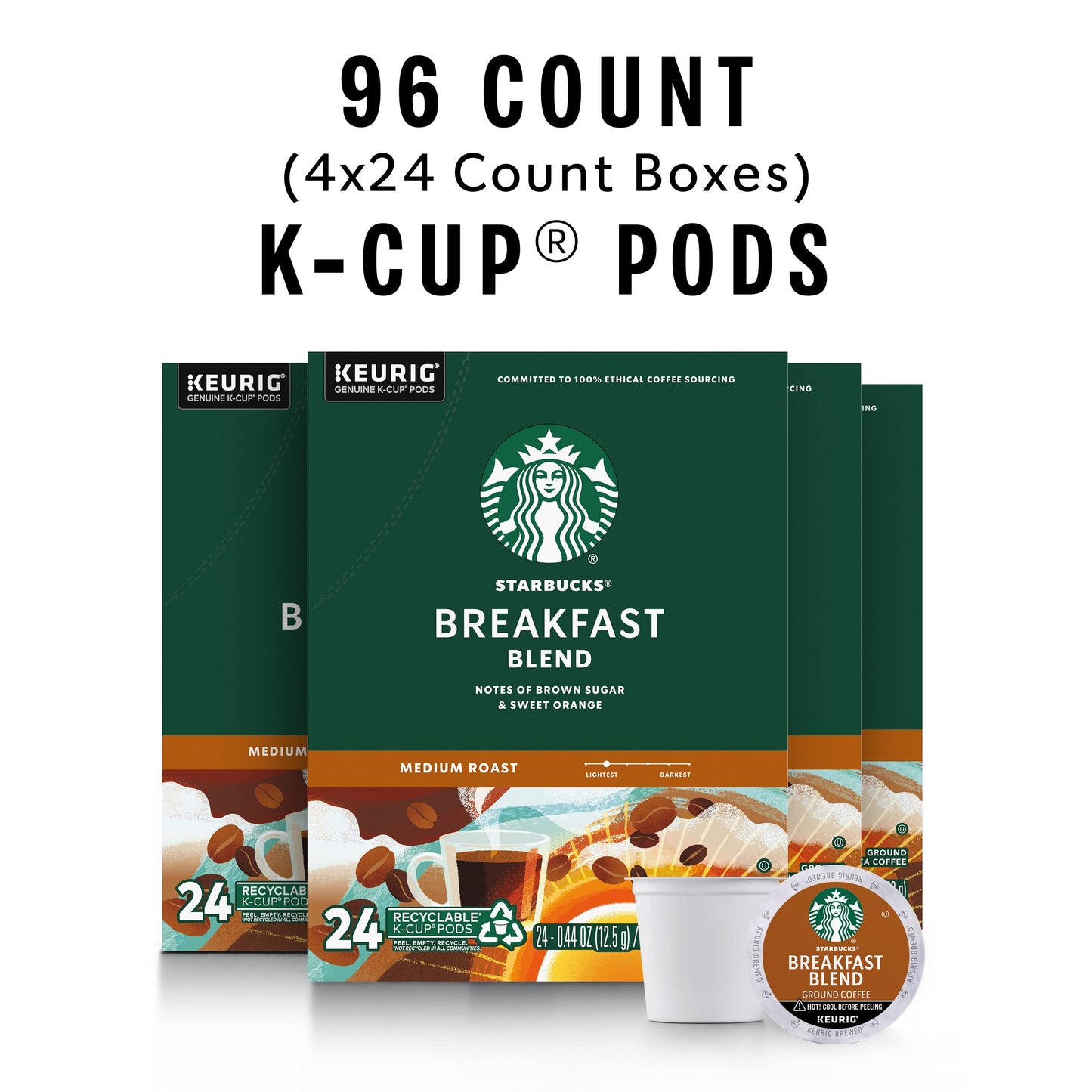 Starbucks K-Cup-Kaffeepads, natürlich aromatisiertes Kaffee-Vielfaltspaket für Keurig-Kaffeemaschinen, 100 % Arabica, 1 Schachtel (40 Pads)
