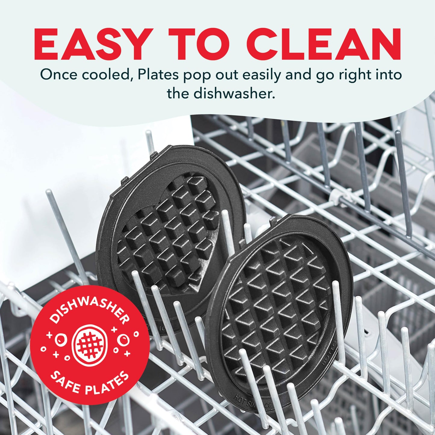 DASH Holiday Multimaker Mini System - Waffle Maker with Six 4” Removable Holiday Plates: Waffle Iron & Griddle, 4-in-1 Mini Waffle Maker for Kids and Families – Nonstick Surface, Santa Waffle (Red)