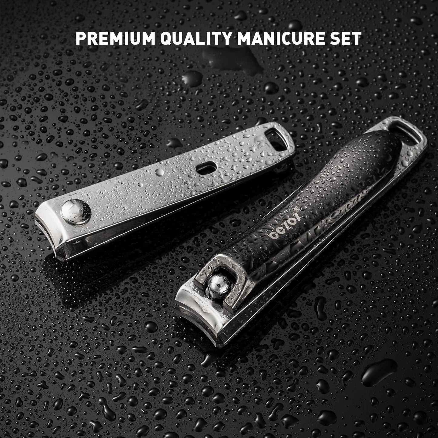BEZOX Angled Head Toe Nail Clippers for Seniors for Thick Nails - Ergonomic Toenails Clipper for Thick Toenails, Premium Finger Nails Clipper for Adult with Catcher - Black