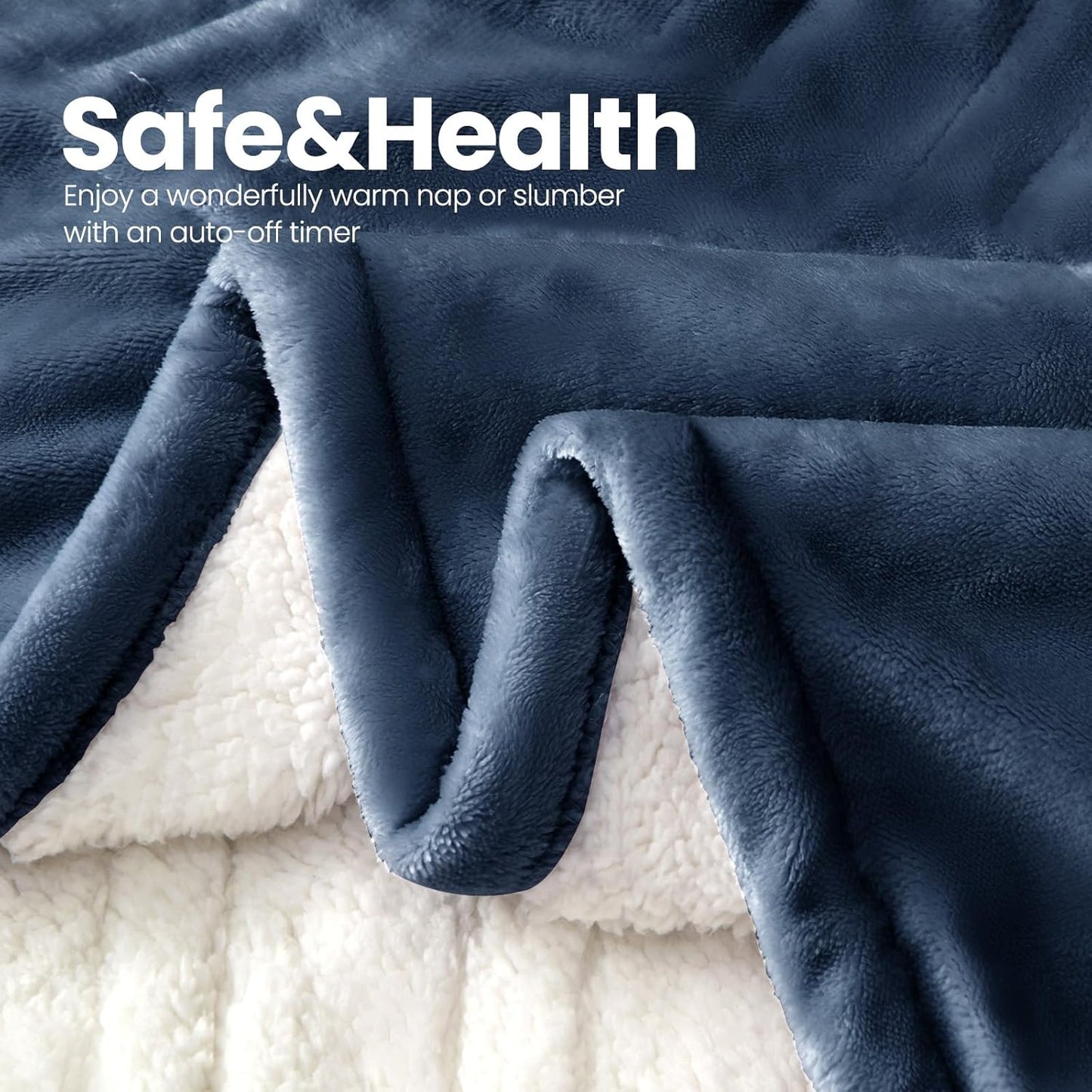 Chateau Marchetti® Luxe Heated Throw – 50x60 Ultra-Soft Sherpa & Flannel Electric Blanket (Gray)