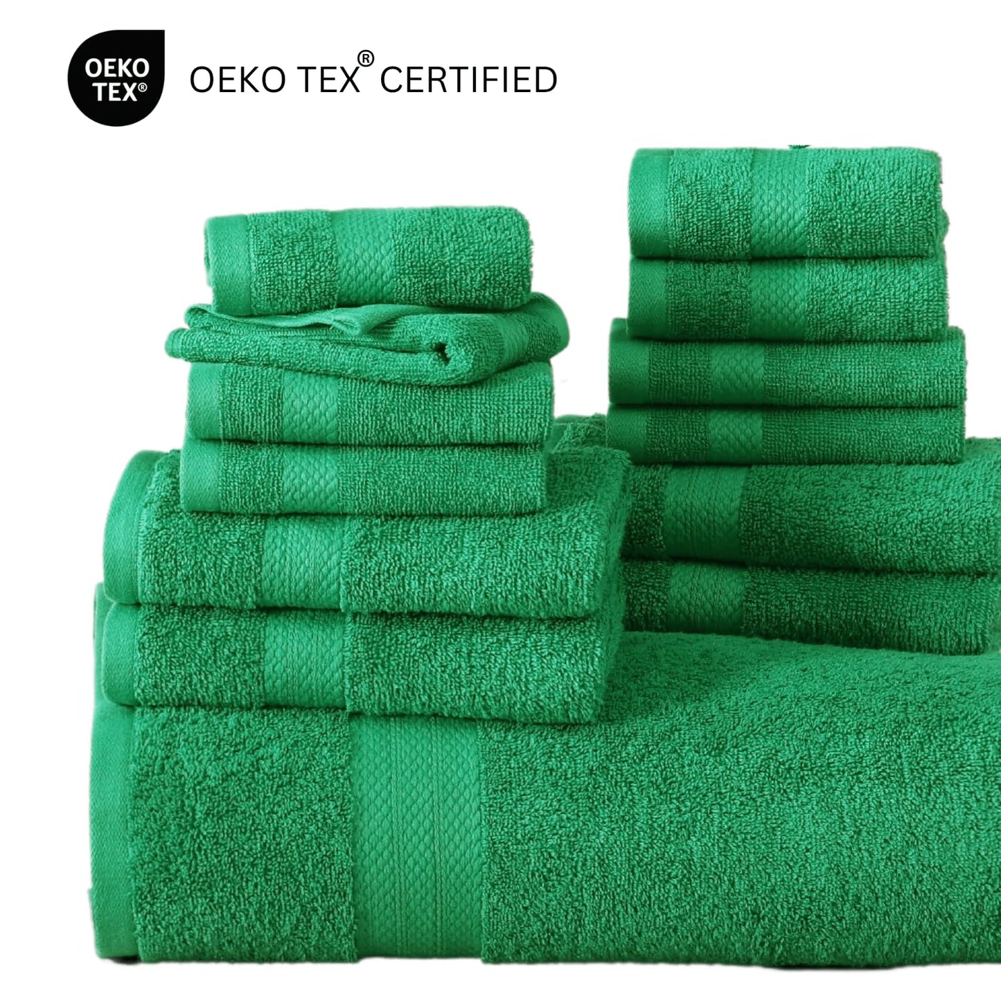 LANE LINEN 24-teiliges Badezimmerhandtuch-Set – 100 % Baumwolle, Badetuch-Sets, 4 Badetücher extragroß, 2 Badelaken, 6 Handtücher fürs Badezimmer, 8 Waschlappen, 4 Fingerkuppen-Handtücher – weiße Handtücher