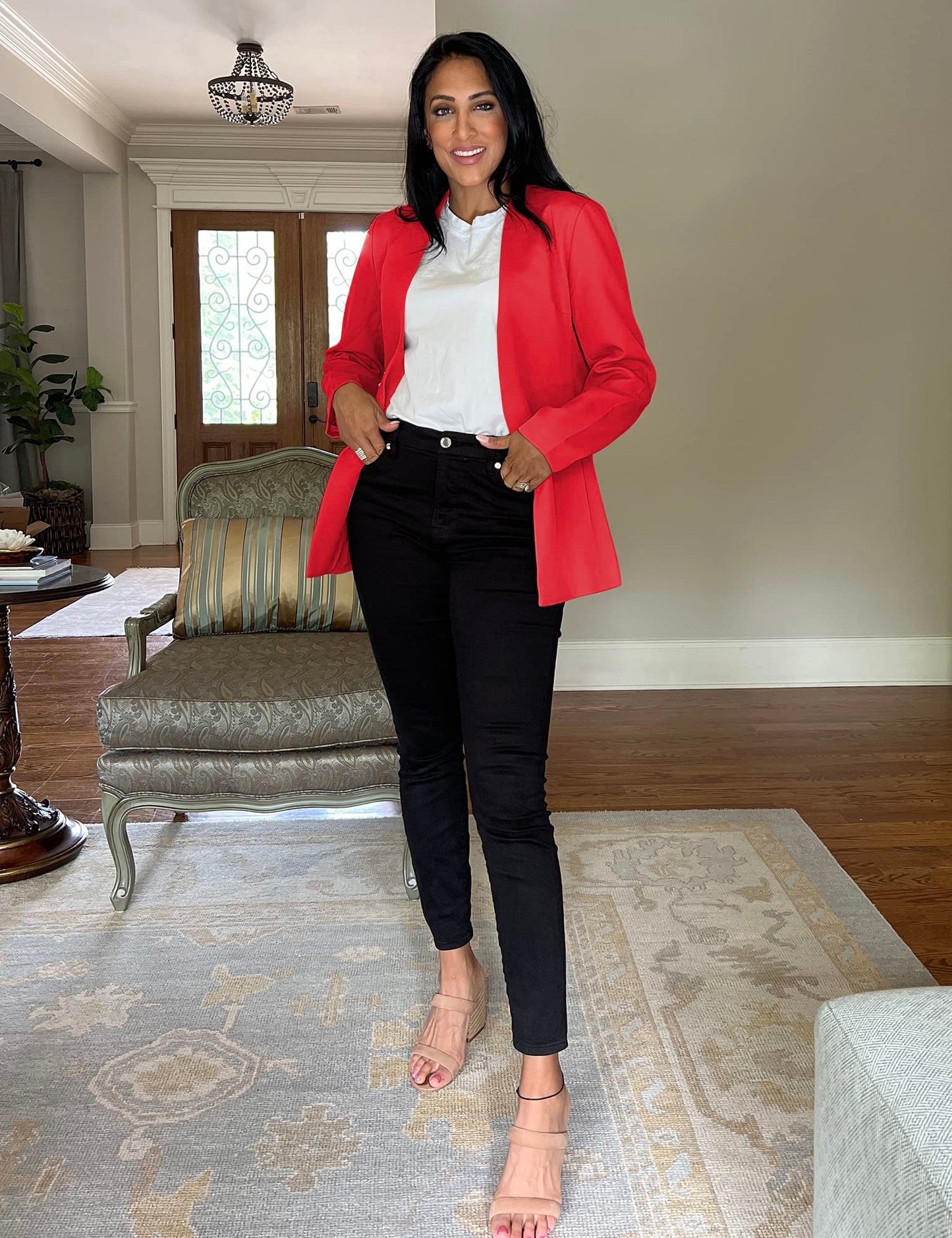 GRAPENT Damen Blazer mit offener Vorderseite, Business, Freizeit, Taschen, für die Arbeit im Büro