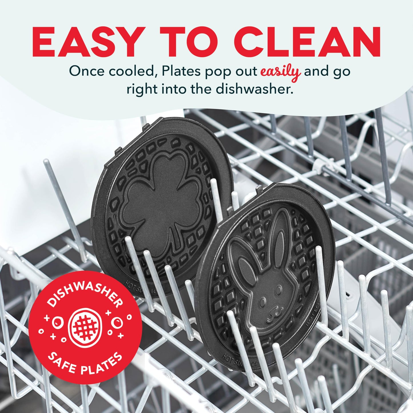 DASH Multimaker Mini System Two 4” Nonstick Removable Waffle Plates (Gingerbread & Snowflake) - 2Pc Plate Pack for Waffle Iron & Griddle, Compatible with Dash MultiMaker Mini System, Nonstick Surface