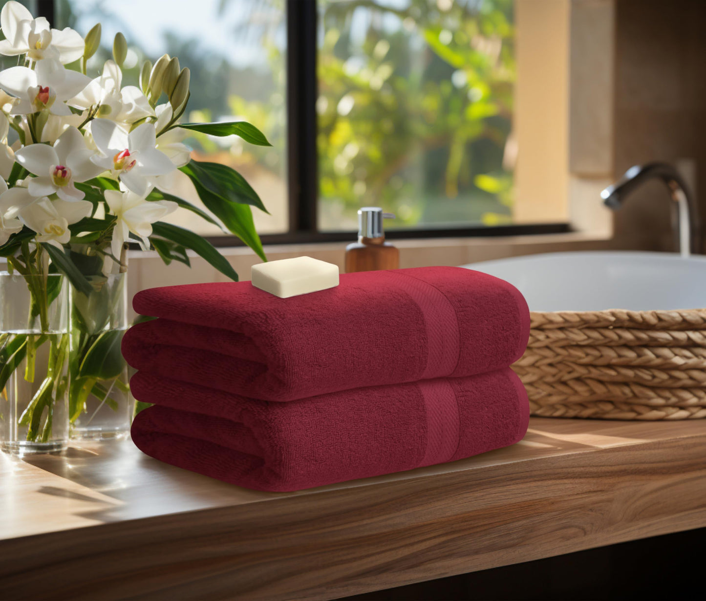 Avalon Towels Luxury 8 Piece Towels Set, 2 Bath Towels, 2 Hand Towels and 4 Washcloths, 600 GSM 100% Ring Spun Cotton Highly Absorbent Bathroom Towel Set, Ideal for Hotel, Spa and Gym (Pink)