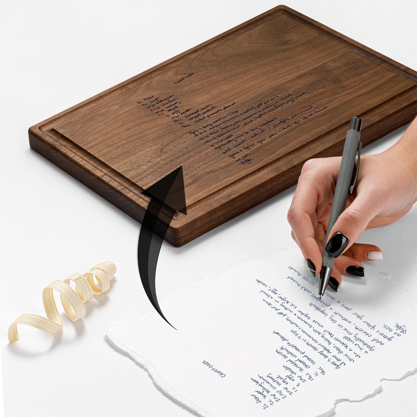 Personalisiertes Walnuss-Schneidebrett mit Untersetzern, Mineralöl und Geschenkverpackung erhältlich – Gestalten Sie Ihr eigenes Schneidebrett, hergestellt in den USA (Design 22, 3. Walnuss 17"x11")