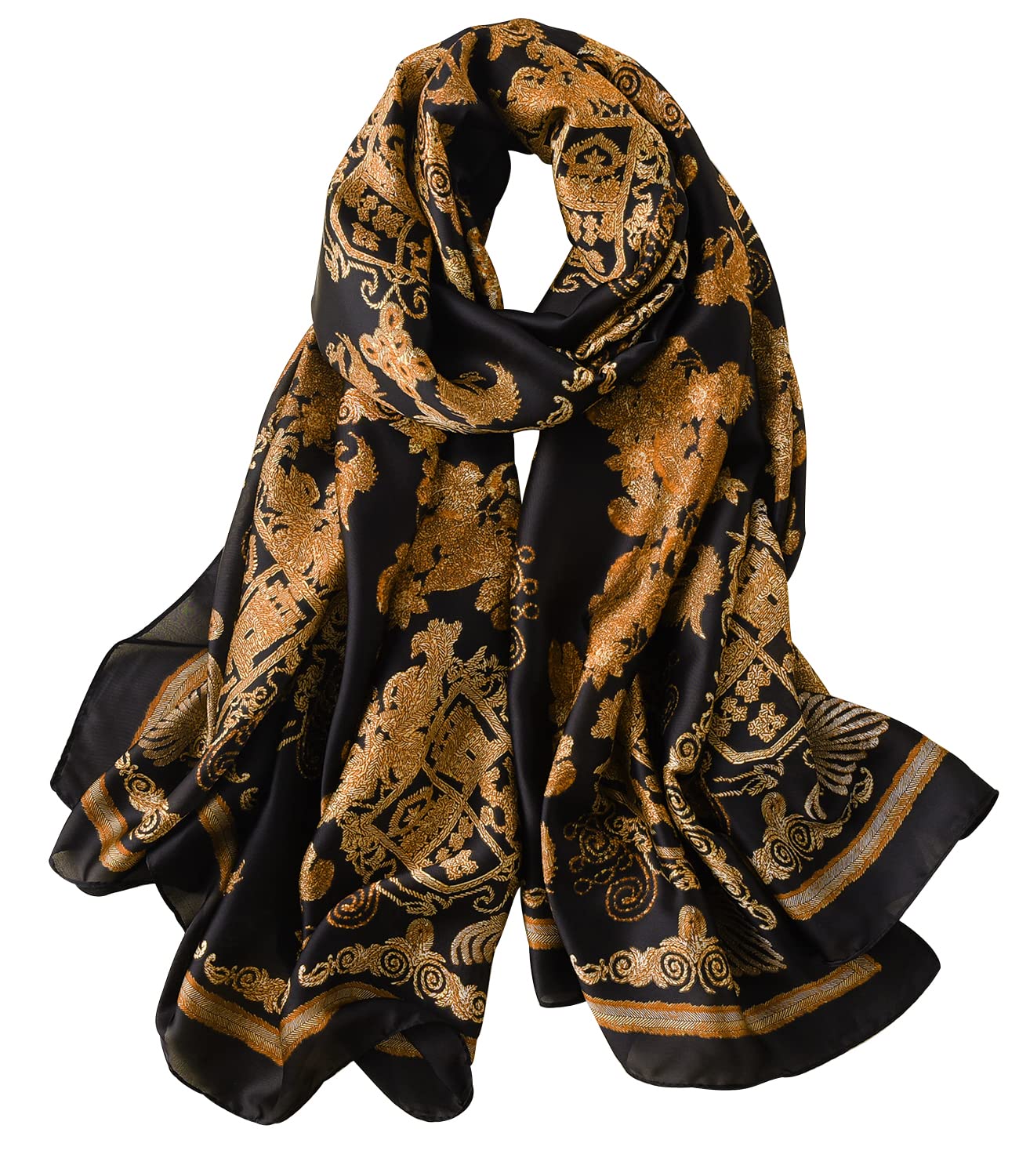NUWEERIR Damen-Schal, 100 % großer Maulbeerseide, langer Satin-Schal, modischer Designer-Schal, leichte Wickel