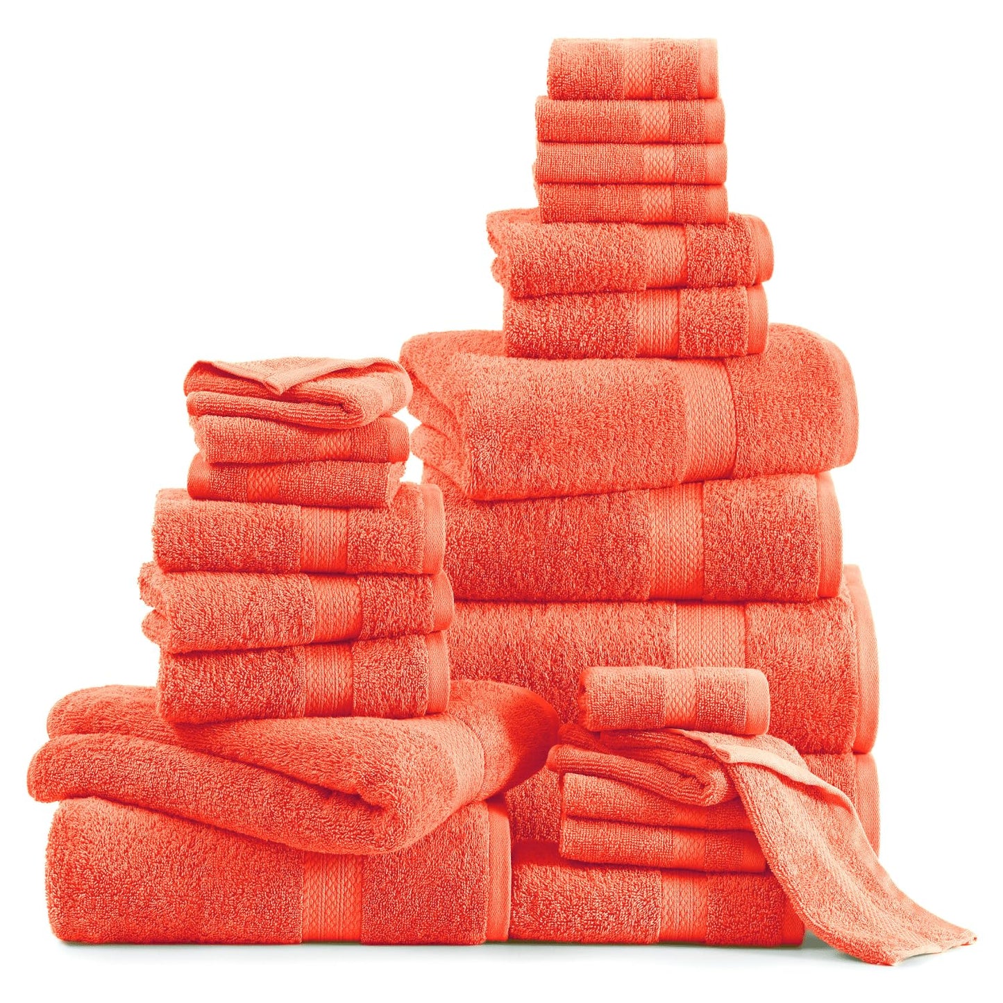 LANE LINEN 24-teiliges Badezimmerhandtuch-Set – 100 % Baumwolle, Badetuch-Sets, 4 Badetücher extragroß, 2 Badelaken, 6 Handtücher fürs Badezimmer, 8 Waschlappen, 4 Fingerkuppen-Handtücher – weiße Handtücher