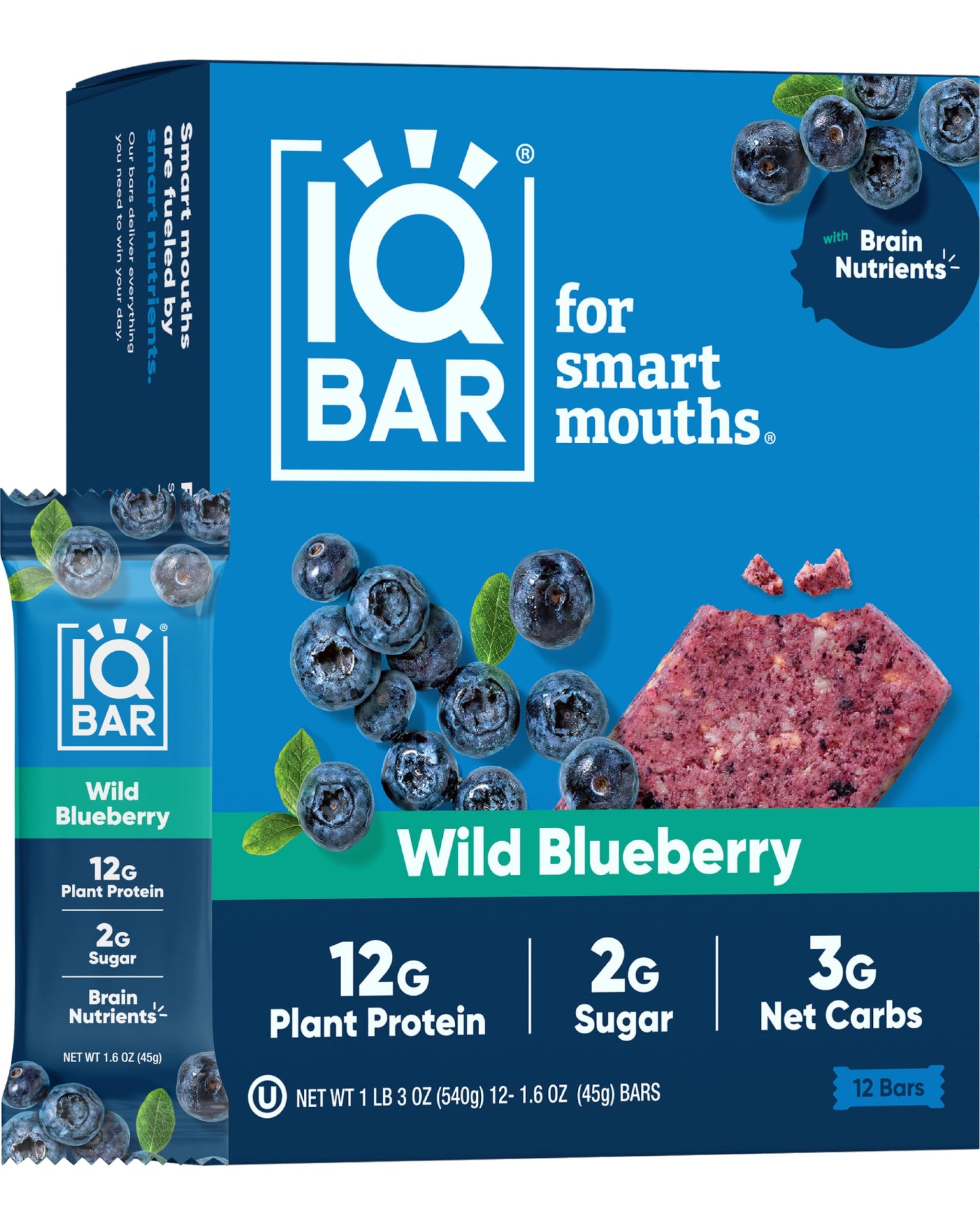 IQBAR Brain and Body Plant Protein Bars - 7 Bar Sampler Pack - Gluten Free, High Fiber, Vegan Snacks - Low Sugar Meal Replacement