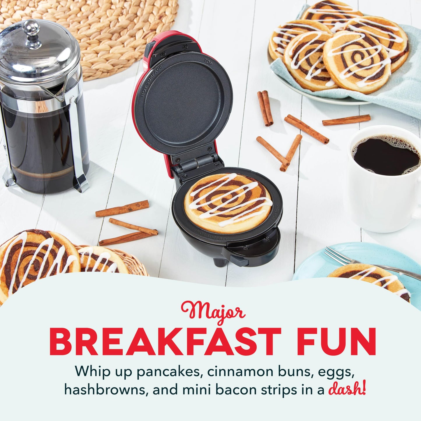 DASH Multimaker Mini System Two 4” Nonstick Removable Waffle Plates (Gingerbread & Snowflake) - 2Pc Plate Pack for Waffle Iron & Griddle, Compatible with Dash MultiMaker Mini System, Nonstick Surface