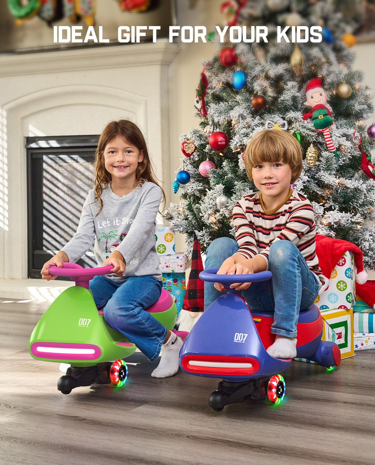 12V N7 Pro Electric Wiggle Car – Pedal-Powered Fun for Kids, Lights & Bluetooth Ride-On (by Fanttik)
