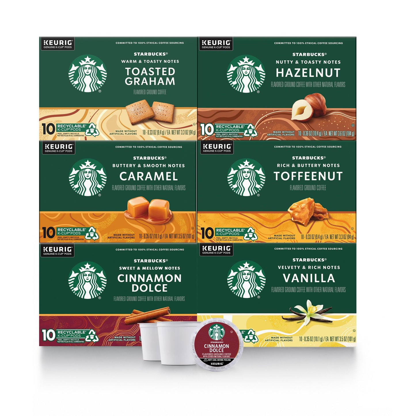 Starbucks K-Cup-Kaffeepads, natürlich aromatisiertes Kaffee-Vielfaltspaket für Keurig-Kaffeemaschinen, 100 % Arabica, 1 Schachtel (40 Pads)