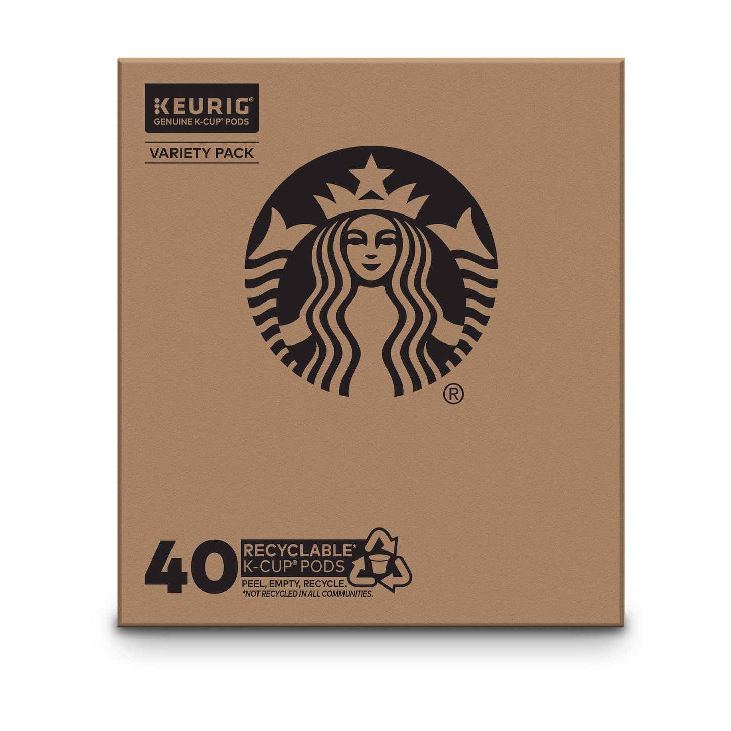 Starbucks K-Cup-Kaffeepads, natürlich aromatisiertes Kaffee-Vielfaltspaket für Keurig-Kaffeemaschinen, 100 % Arabica, 1 Schachtel (40 Pads)