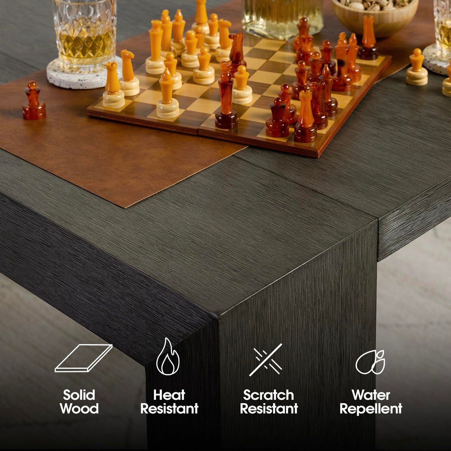 Transformer Table Esstisch-Set für 4 bis 12, ausziehbarer Esstisch aus Holz mit ausziehbarer Bank, Möbel für kleine Räume, Küchentisch-Set (Dunkelgrau, Tisch + Bank)