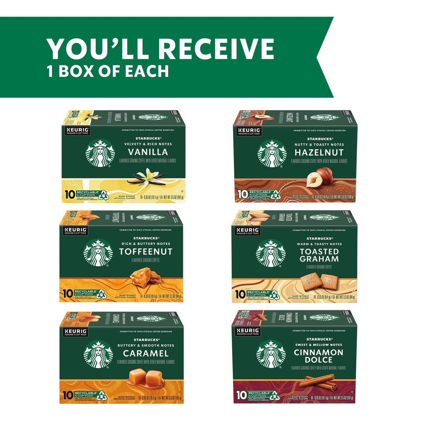 Starbucks K-Cup-Kaffeepads, natürlich aromatisiertes Kaffee-Vielfaltspaket für Keurig-Kaffeemaschinen, 100 % Arabica, 1 Schachtel (40 Pads)