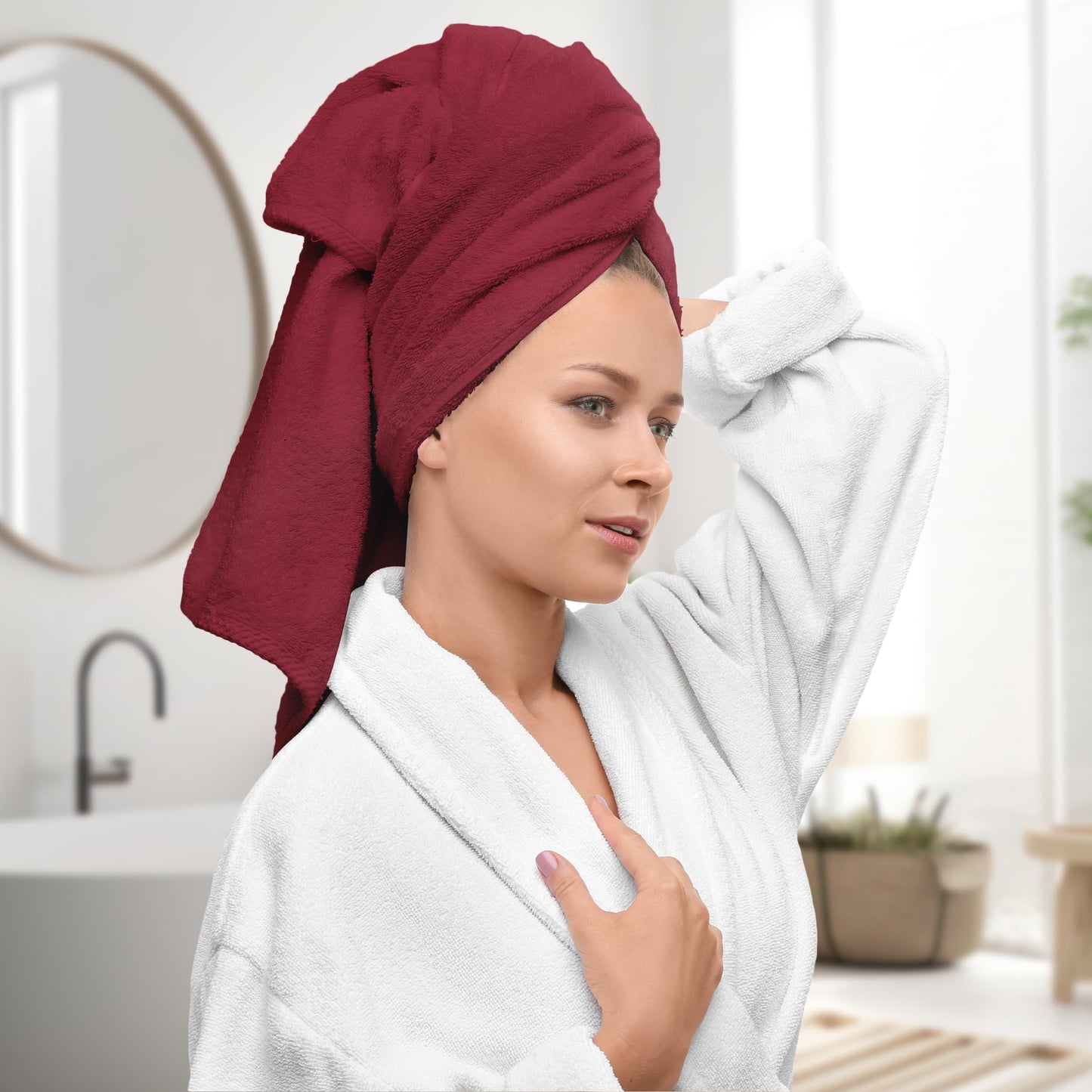Avalon Towels Luxury 8 Piece Towels Set, 2 Bath Towels, 2 Hand Towels and 4 Washcloths, 600 GSM 100% Ring Spun Cotton Highly Absorbent Bathroom Towel Set, Ideal for Hotel, Spa and Gym (Pink)
