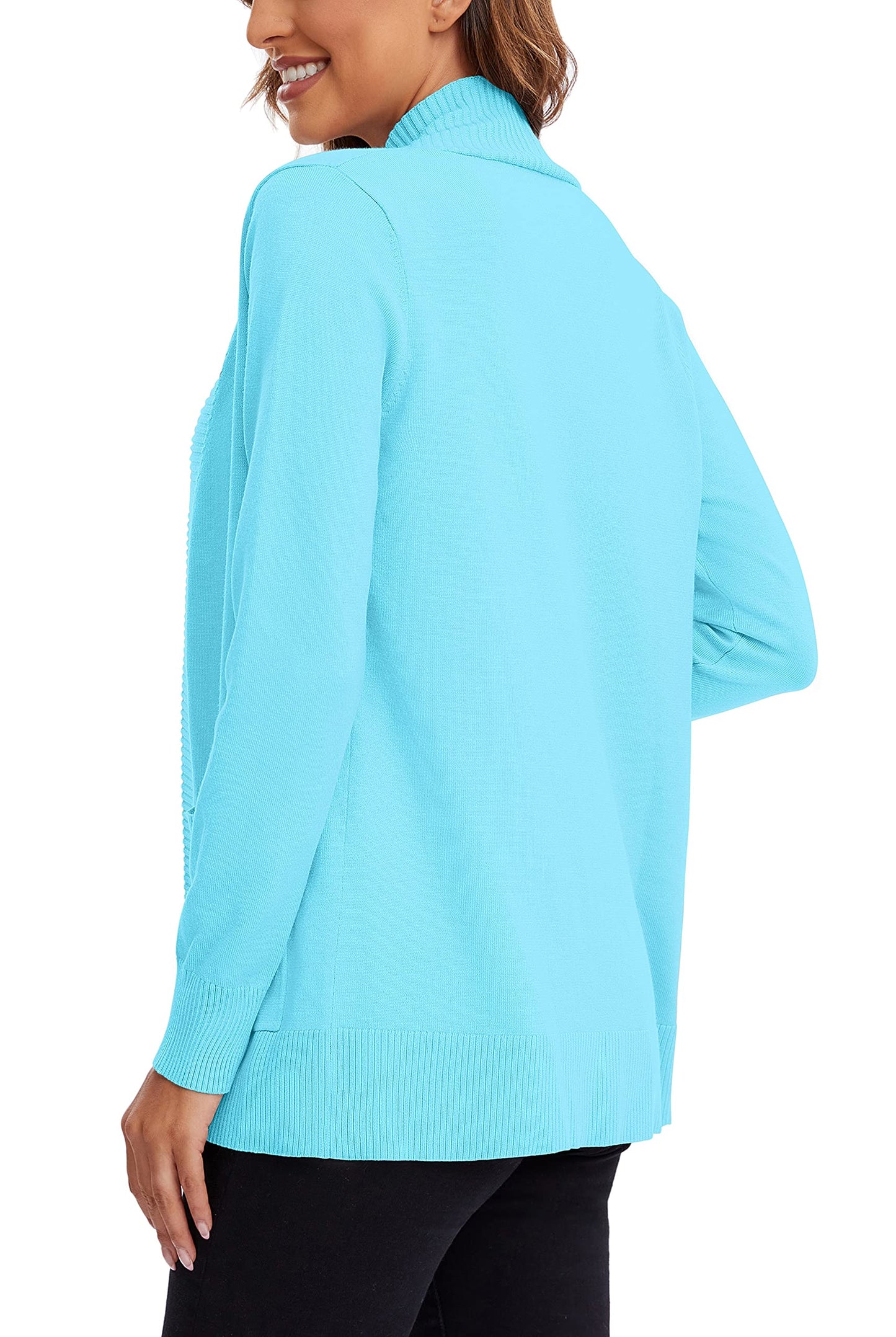 Urban CoCo Leichter Strickjacke für Damen mit offener Vorderseite, lange Ärmel, mit Tasche