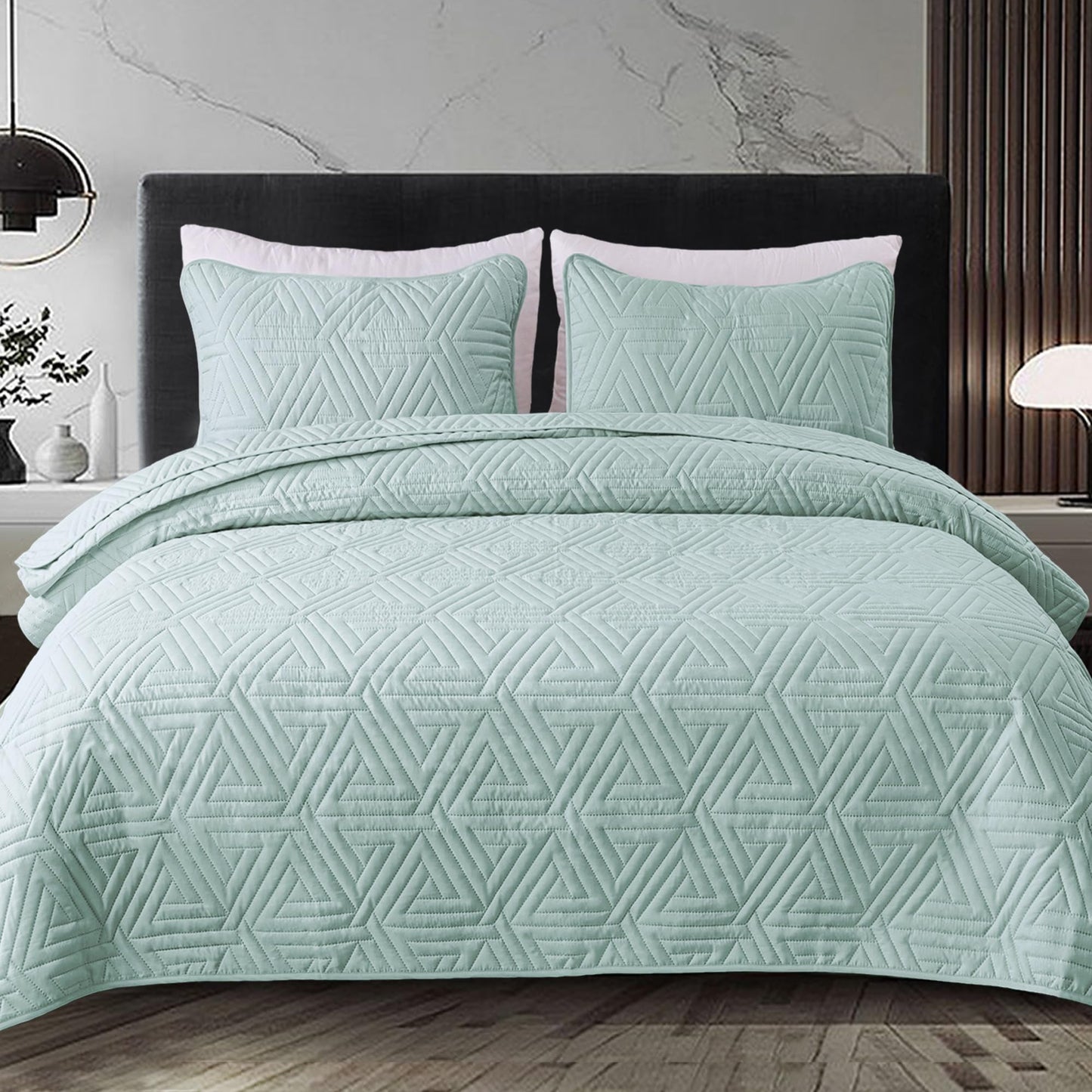 Whale Flotilla Soft Full/Queen Size Quilt Set for All Seasons, 3-Piece Ultrasonic Geometric Quilts Bedding Set, Lightweight Reversible Bedspread, Coverlet, Bed Cover with 2 Pillow Shams, Orange